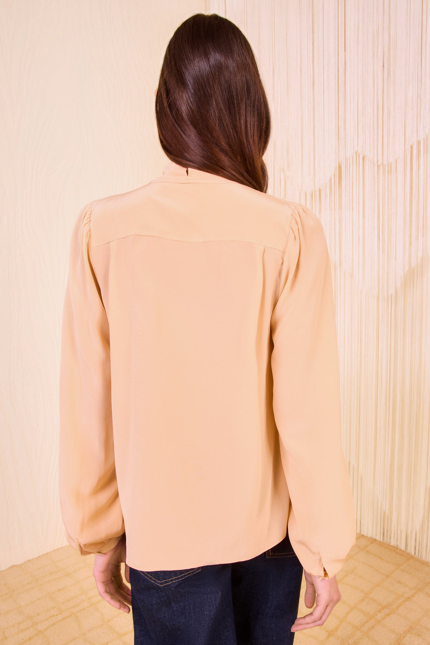 Alistair Necktie Long Sleeve Blouse - Almond
