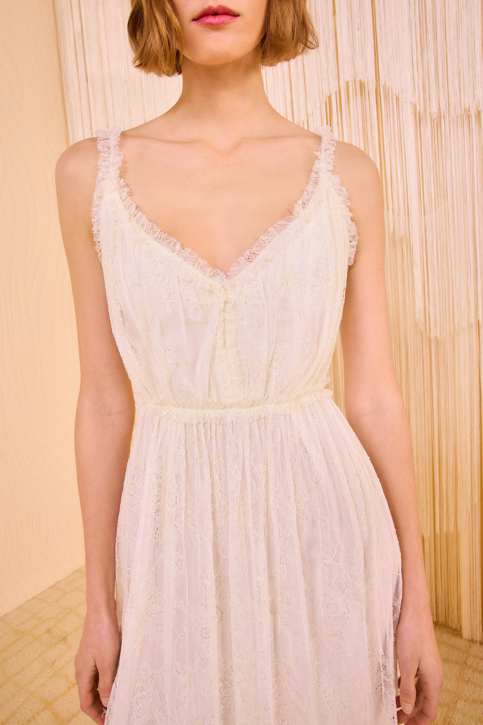 Alyse V-Neck Midi Dress - Pearl