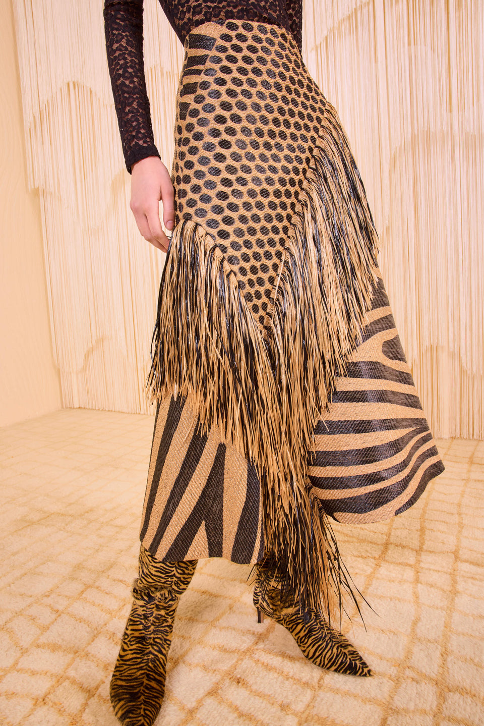 Arden Asymmetric Fringe Skirt - Tapir
