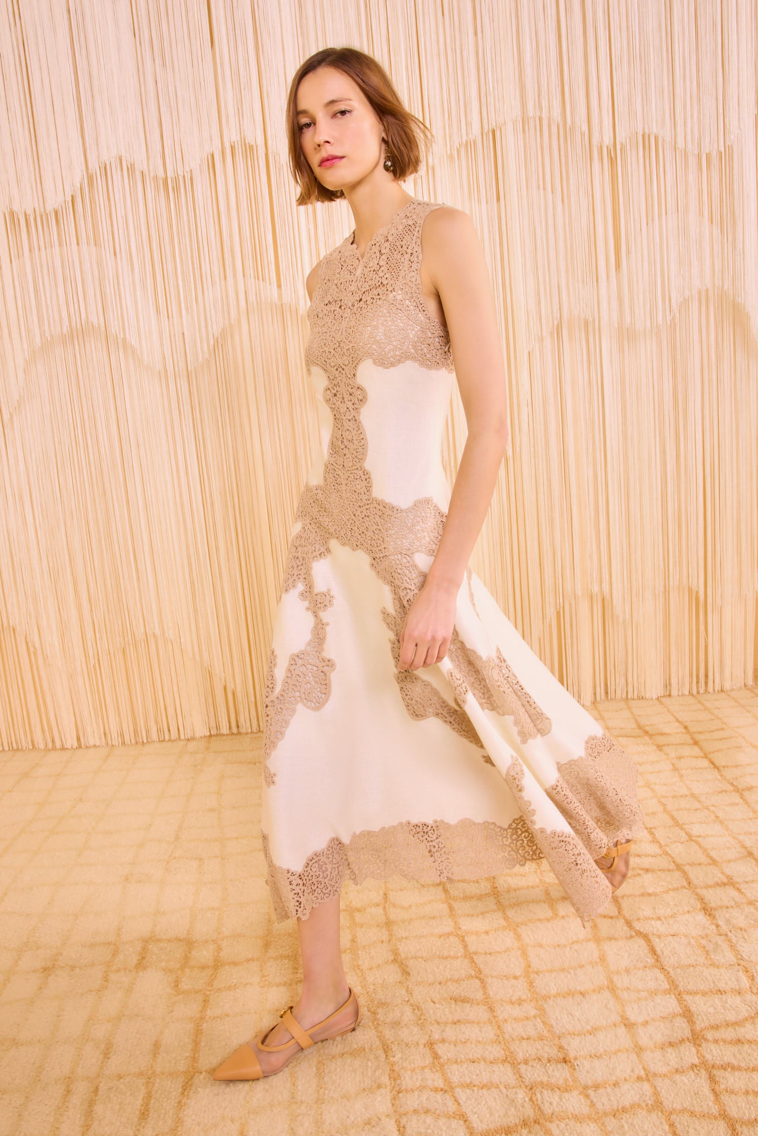 Arlette Sleeveless Handkerchief Dress - Travertine