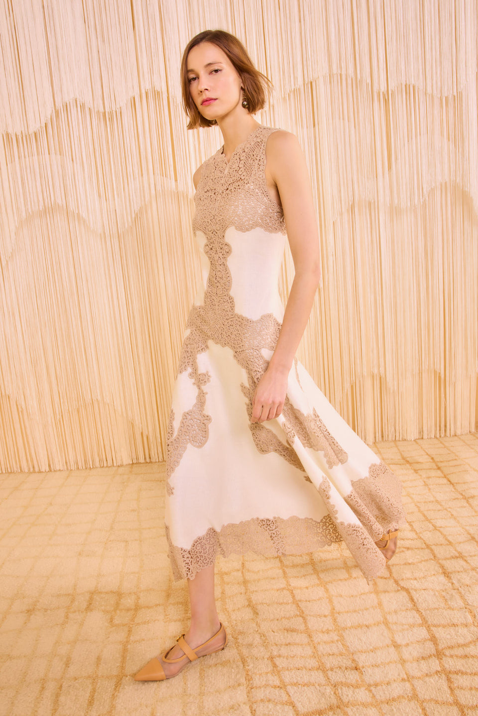 Arlette Sleeveless Handkerchief Dress - Travertine