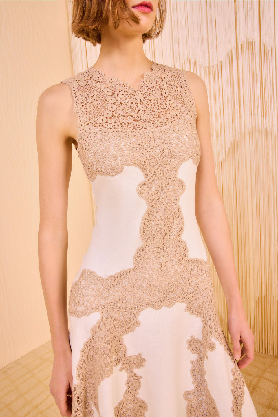 Arlette Sleeveless Handkerchief Dress - Travertine