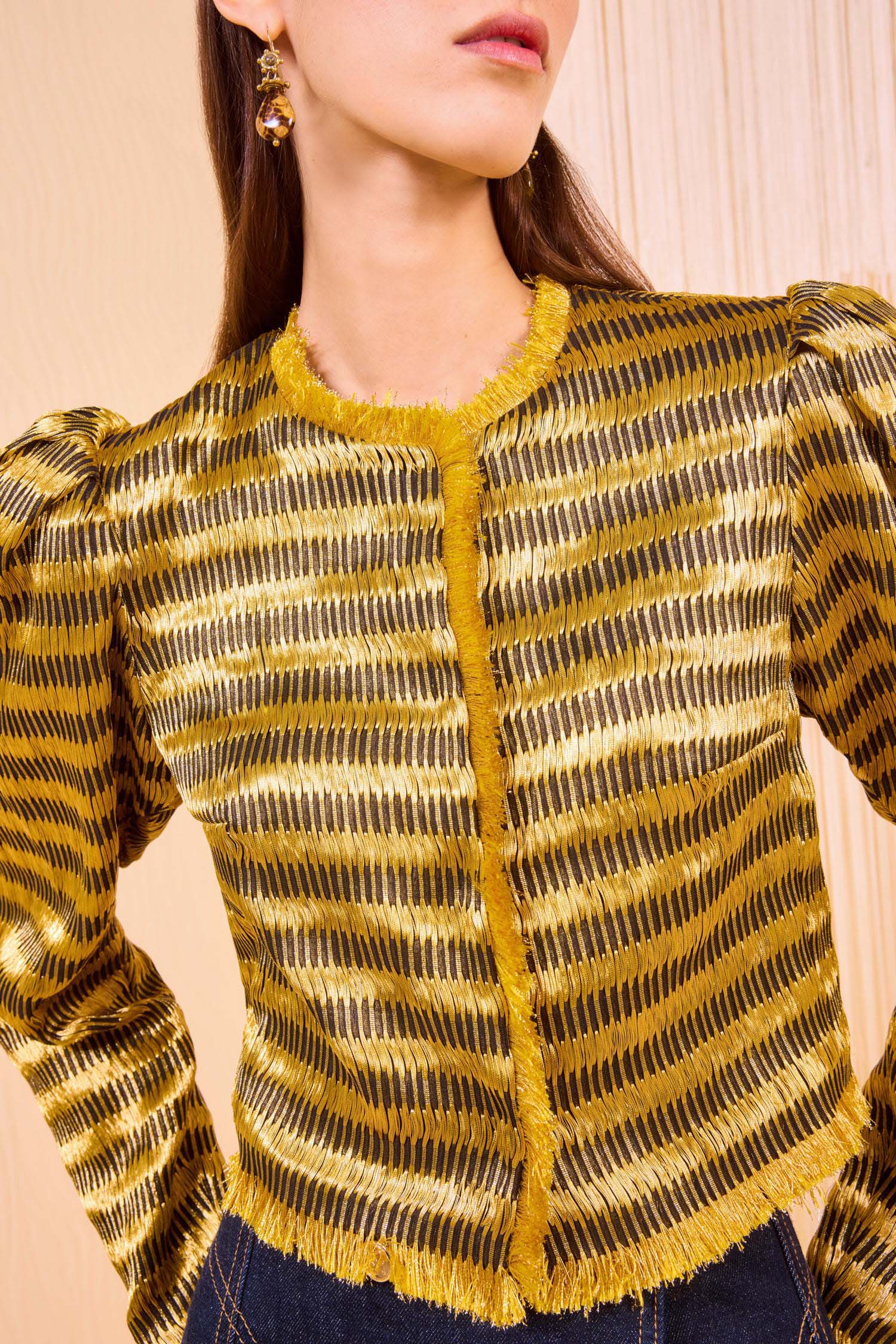 Belle Collarless Jacket - Gold Spun