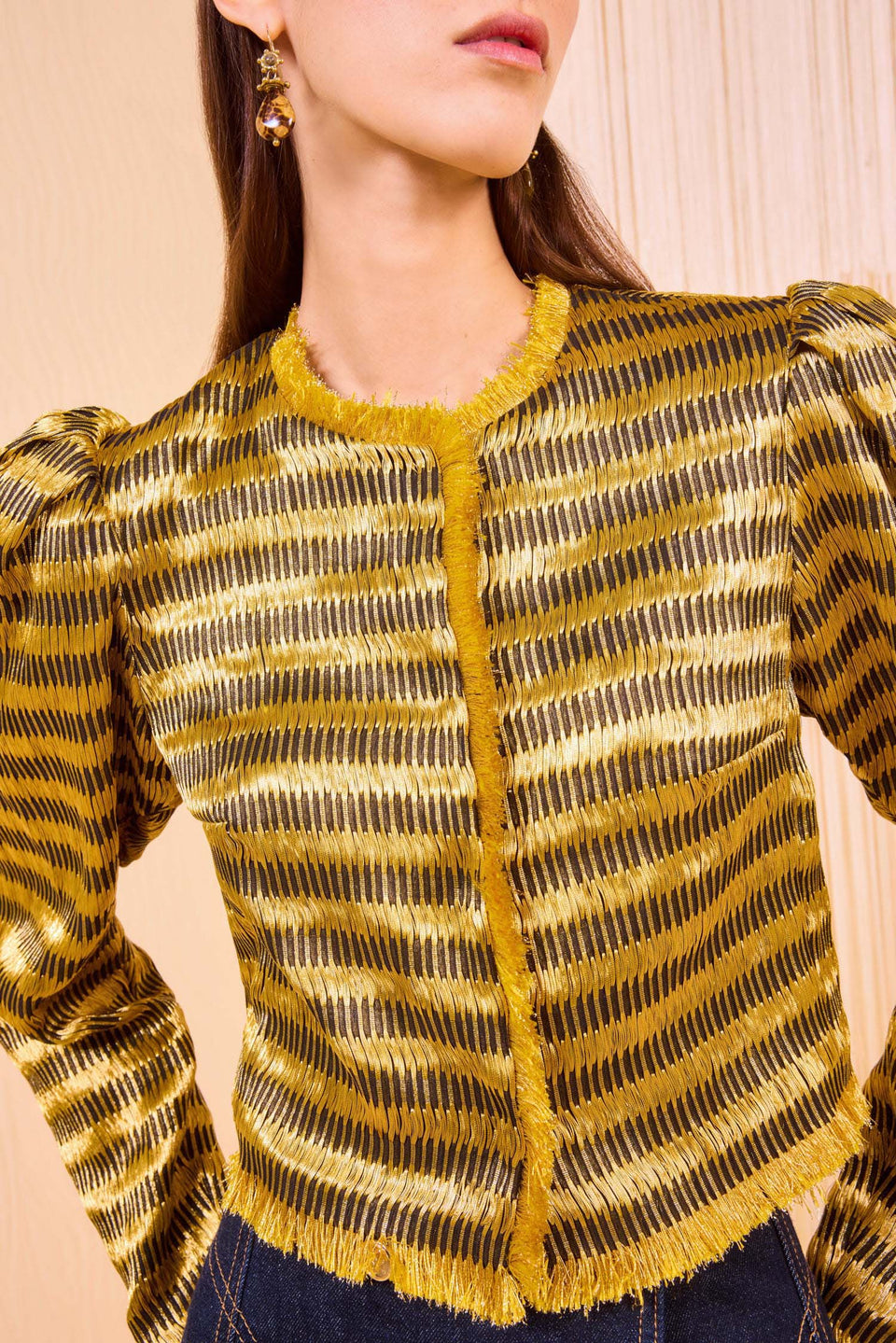Belle Collarless Jacket - Gold Spun