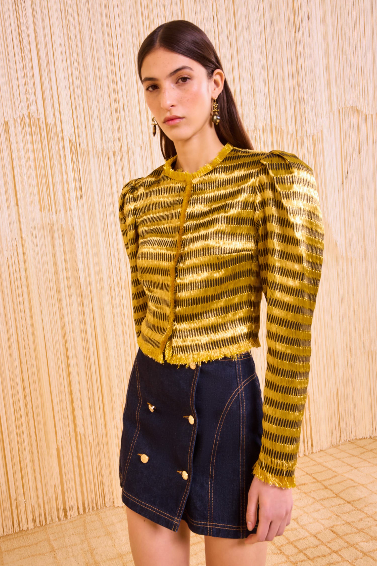 Belle Collarless Jacket - Gold Spun