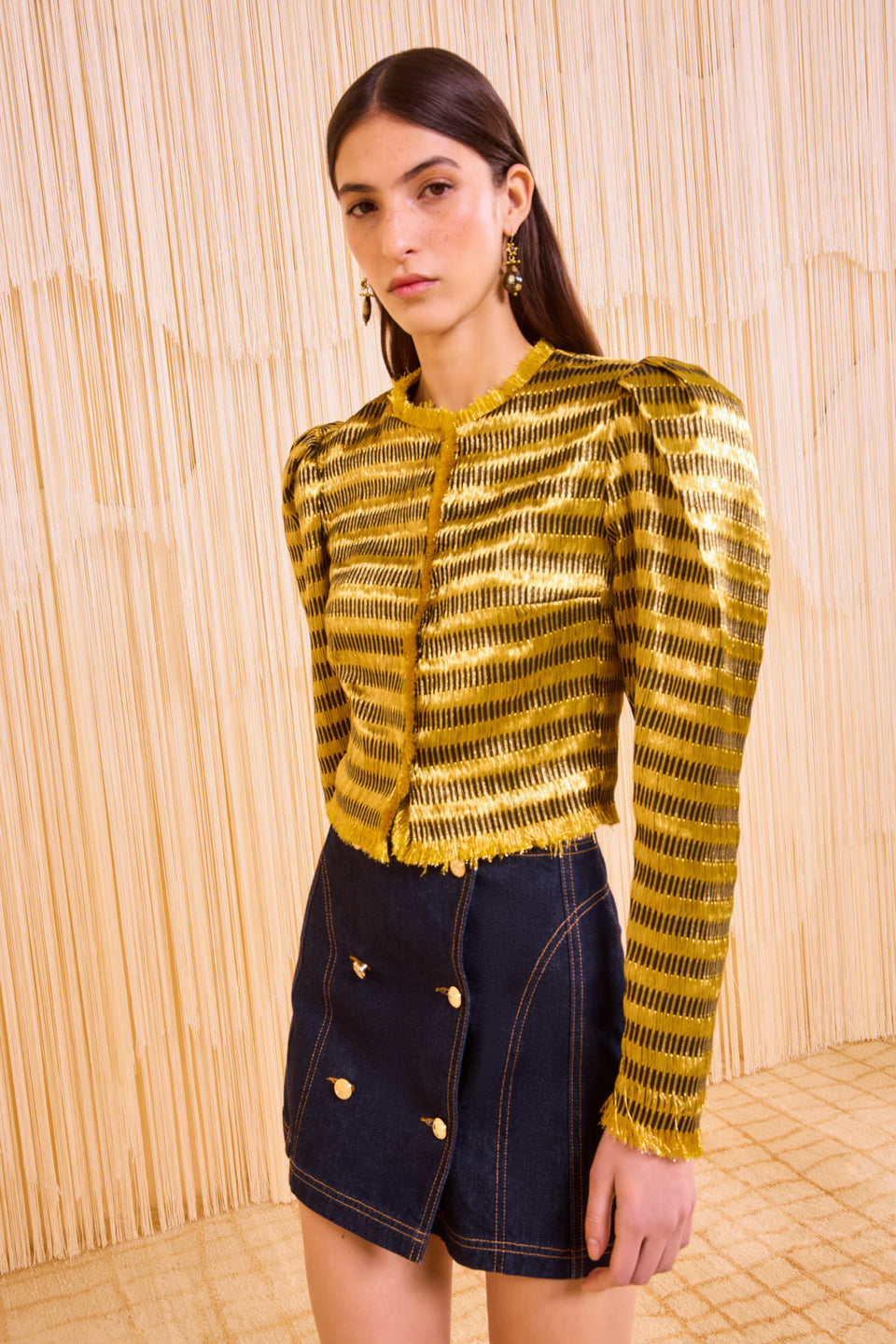 Belle Collarless Jacket - Gold Spun