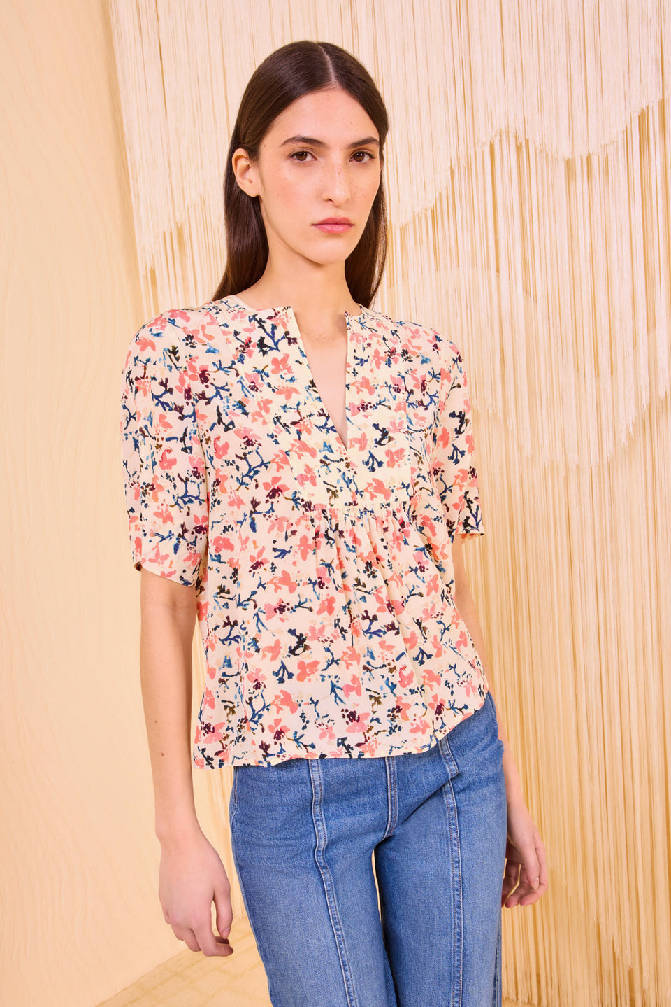 Calla Short Sleeve Top - Plumeria