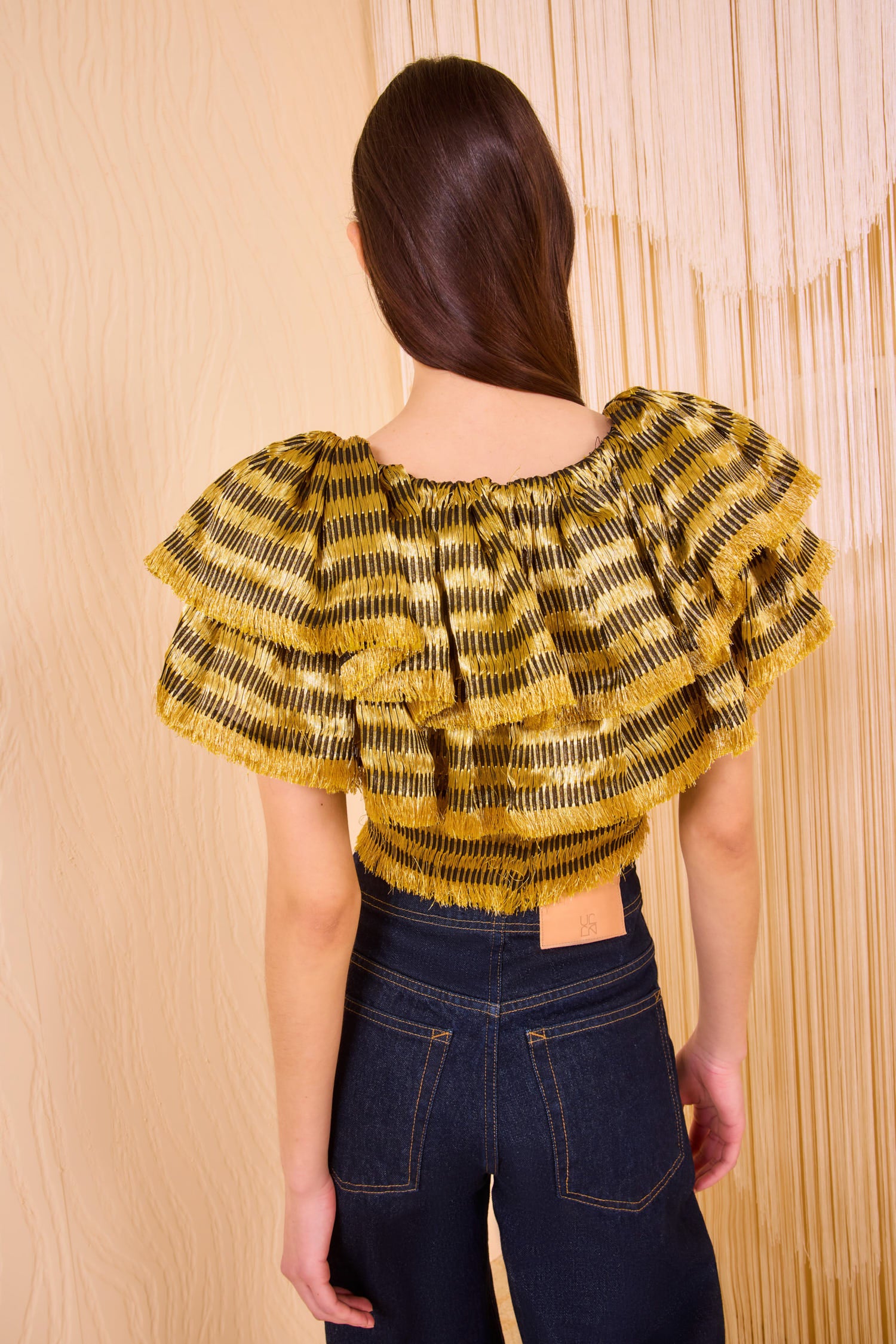 Clover Ruffle Crop Top - Gold Spun