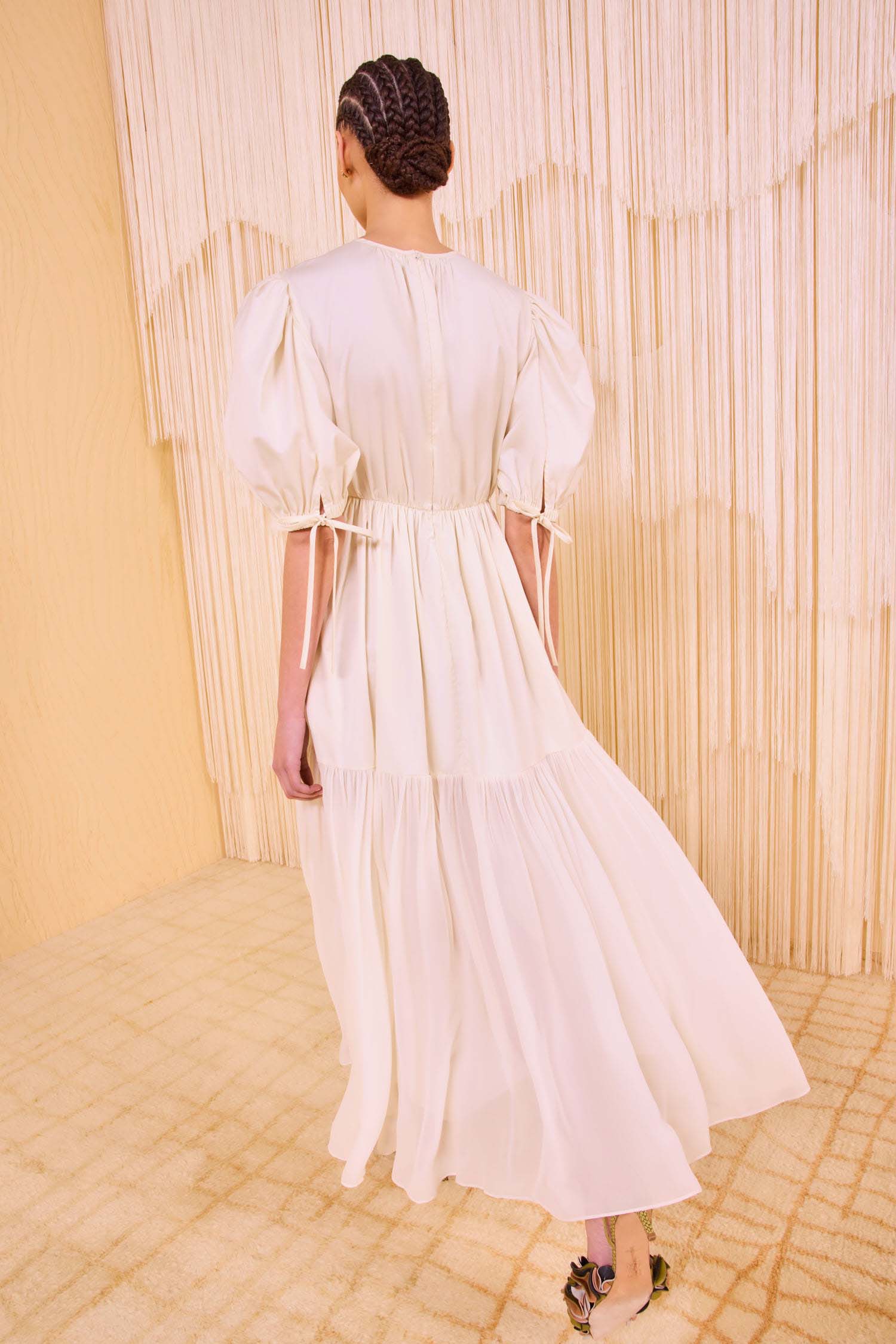 Ulla Johnson Collage Short Sleeve Midi Dress - Pearl