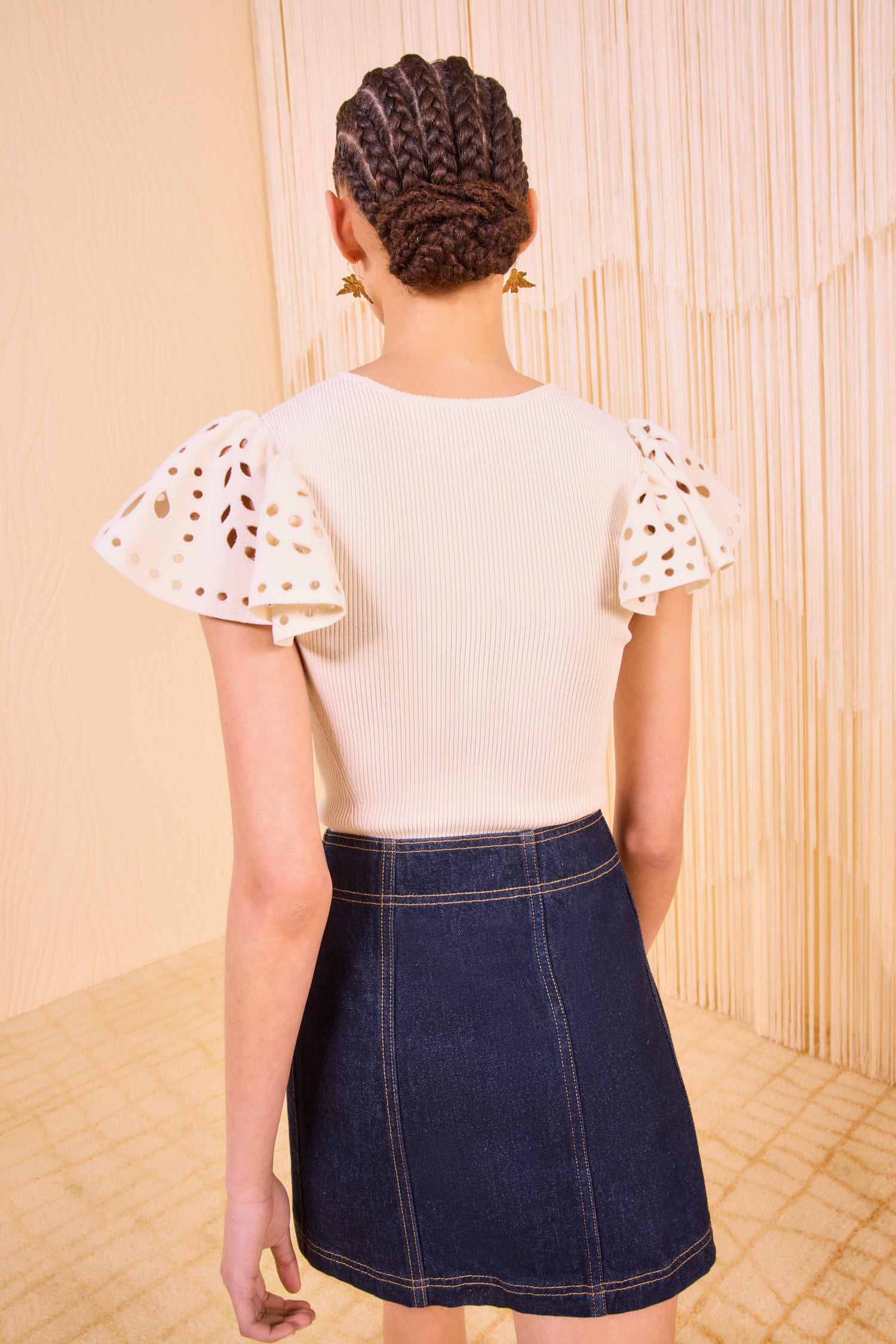 Ulla Johnson Edith Ruffle Sleeve Knit Top - Cowrie