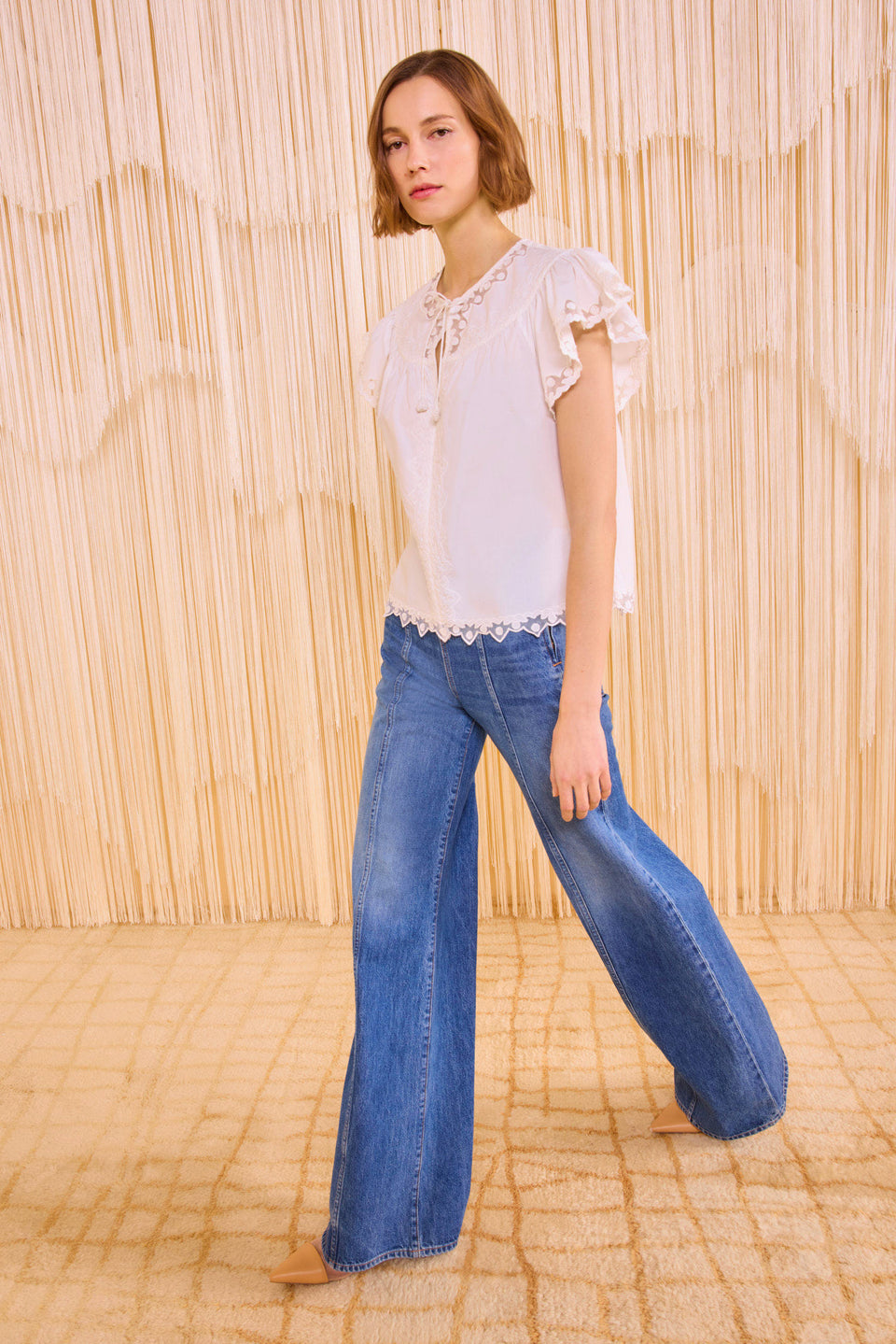 Effie Flutter Sleeve Top - Pristine