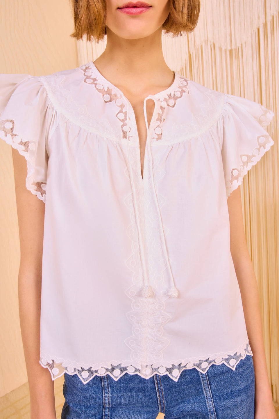 Effie Flutter Sleeve Top - Pristine