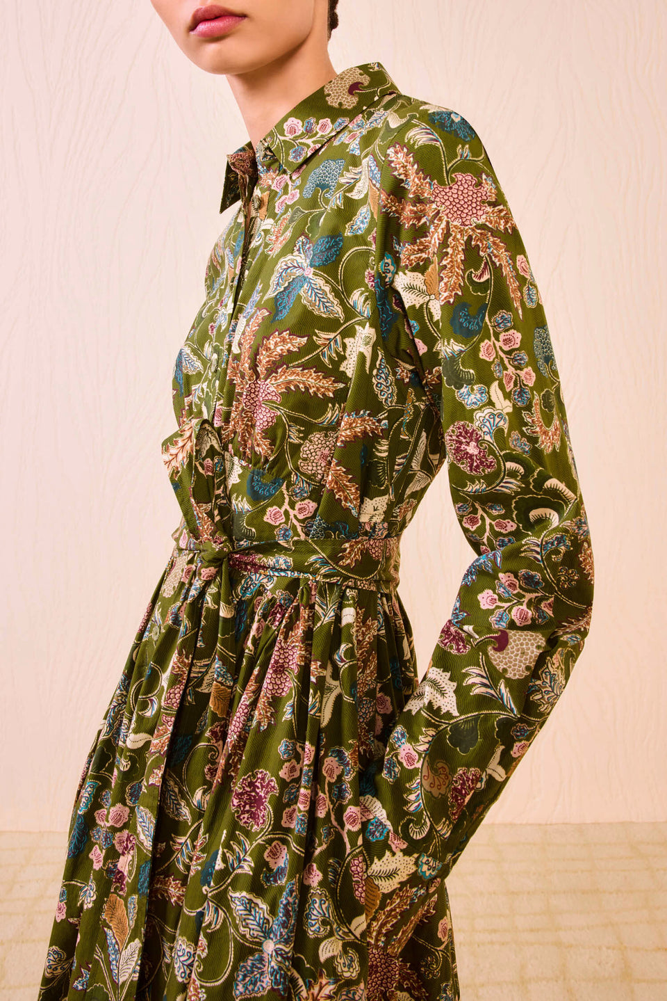 Eryn Long Sleeve Midi Dress - Lichen