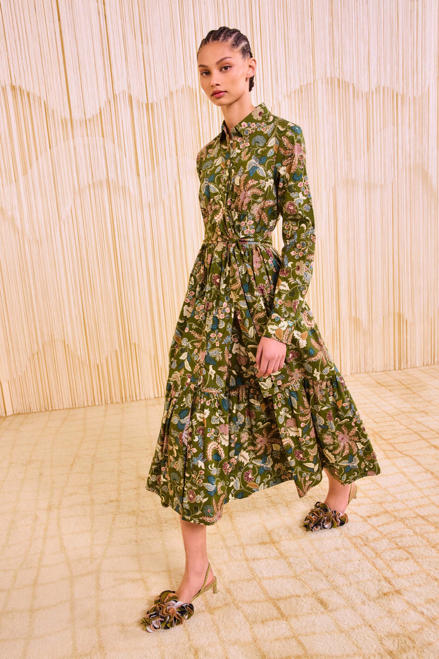 Eryn Long Sleeve Midi Dress - Lichen