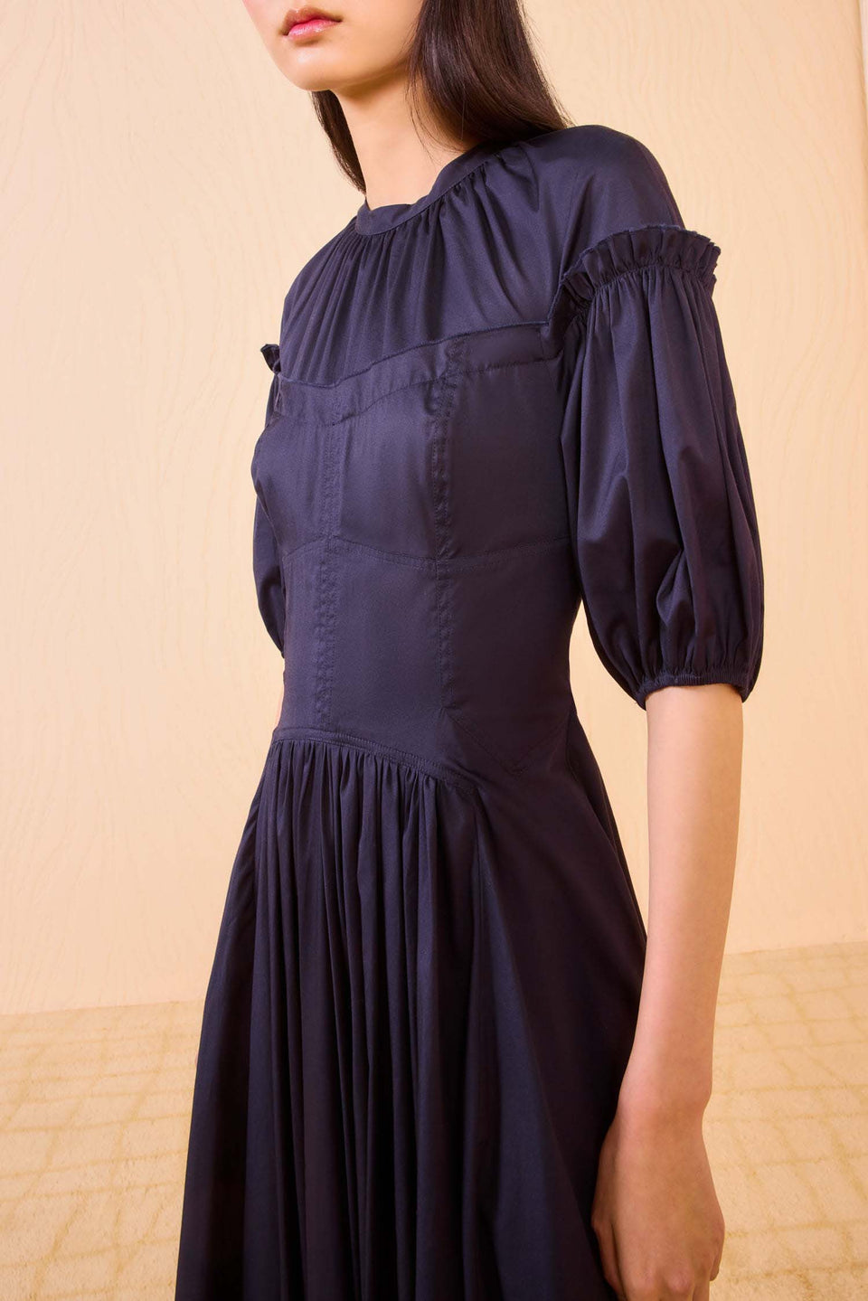 Estelle Short Sleeve Corset Dress - Midnight