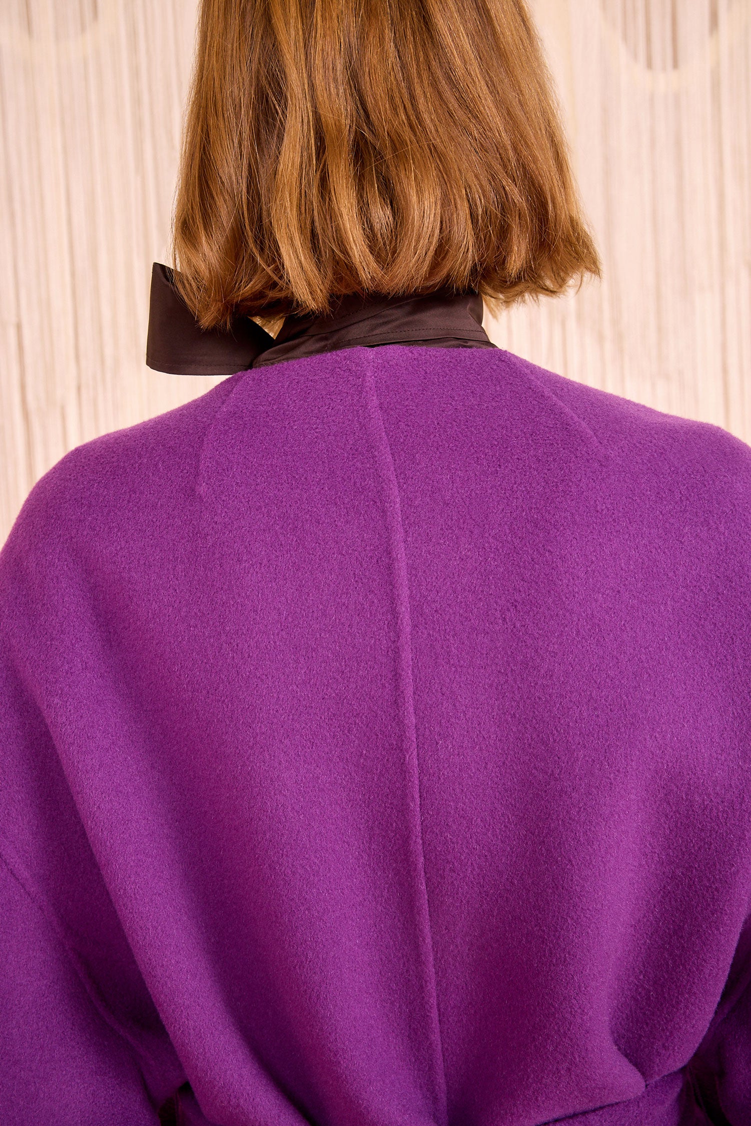 Ulla Johnson Thistle Luxury Wool Coat - Back Fabric & Seam Detail, On Model | Ulla Johnson