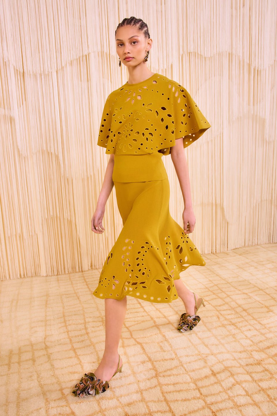 Fiorella Knit Midi Skirt - Goldenrod