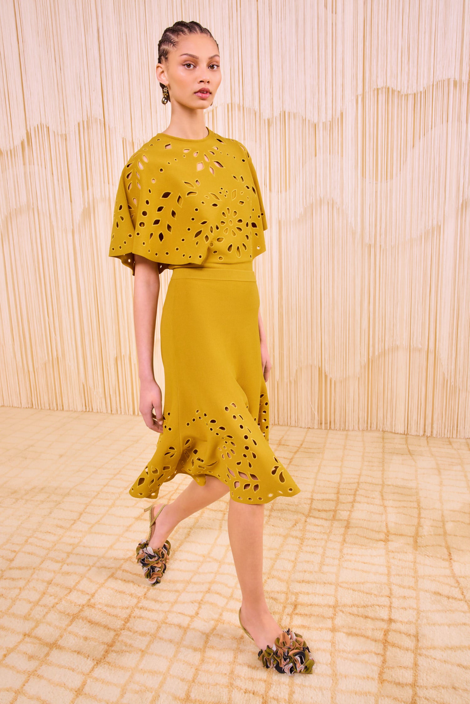 Fiorella Knit Midi Skirt - Goldenrod
