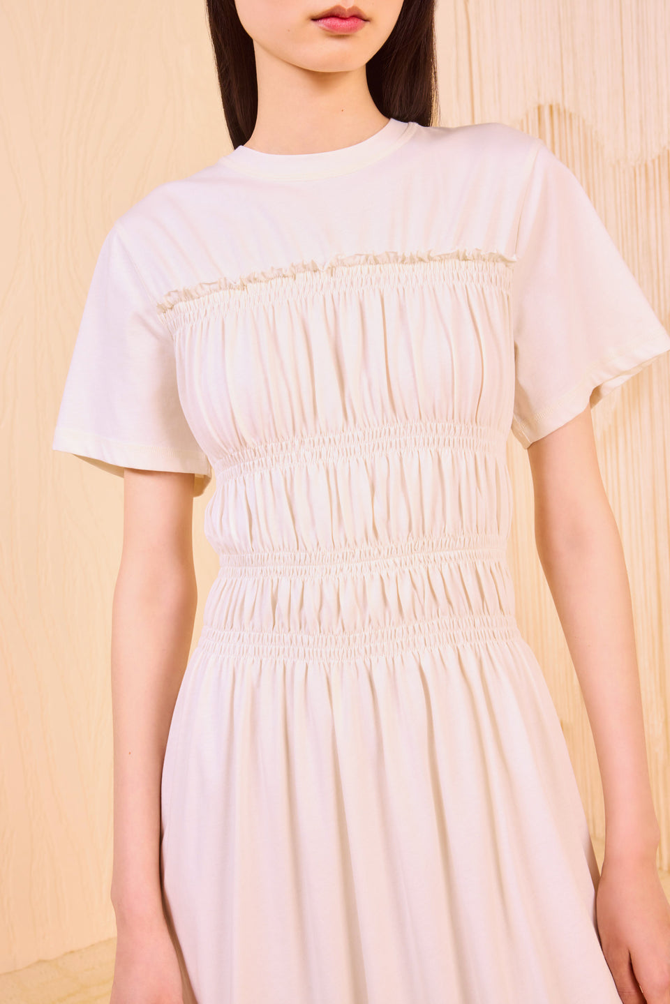 Georgie Short Sleeve Smocked Midi Dress - Pristine