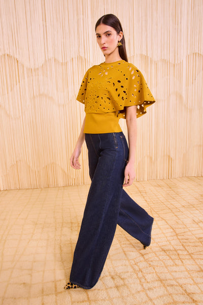 Josie Cape Sleeve Knit Top - Goldenrod