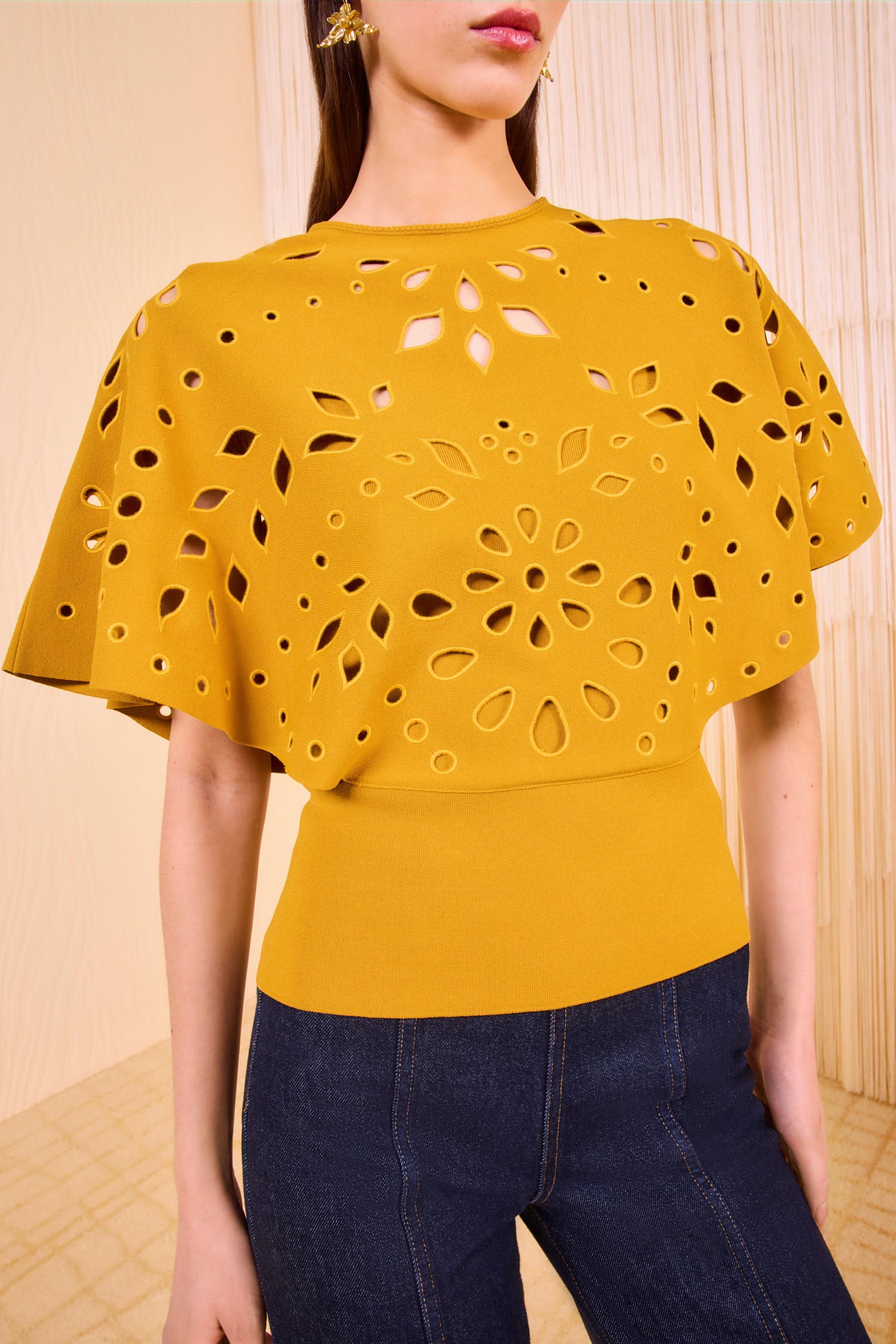 Josie Cape Sleeve Knit Top - Goldenrod