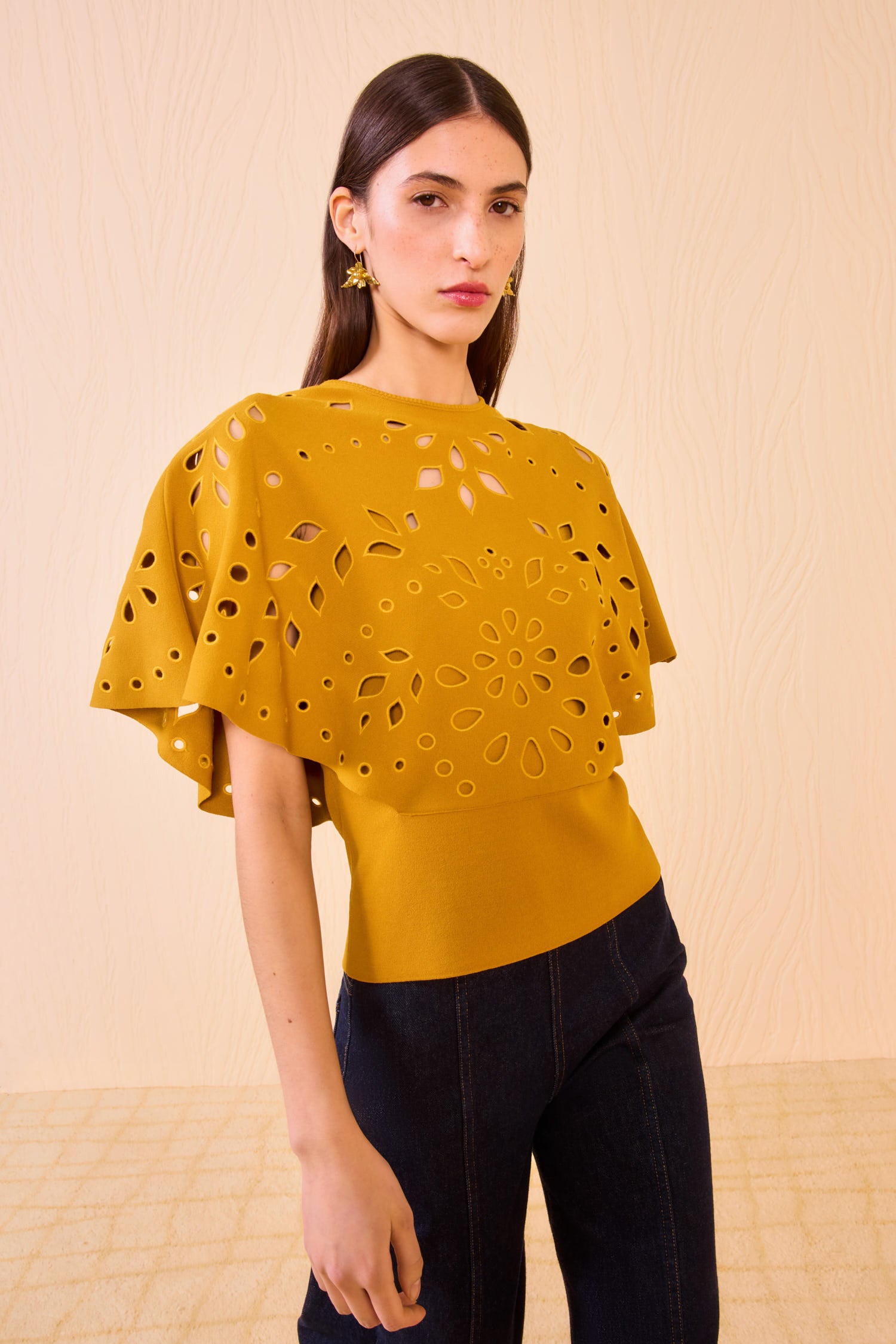 Josie Cape Sleeve Knit Top - Goldenrod