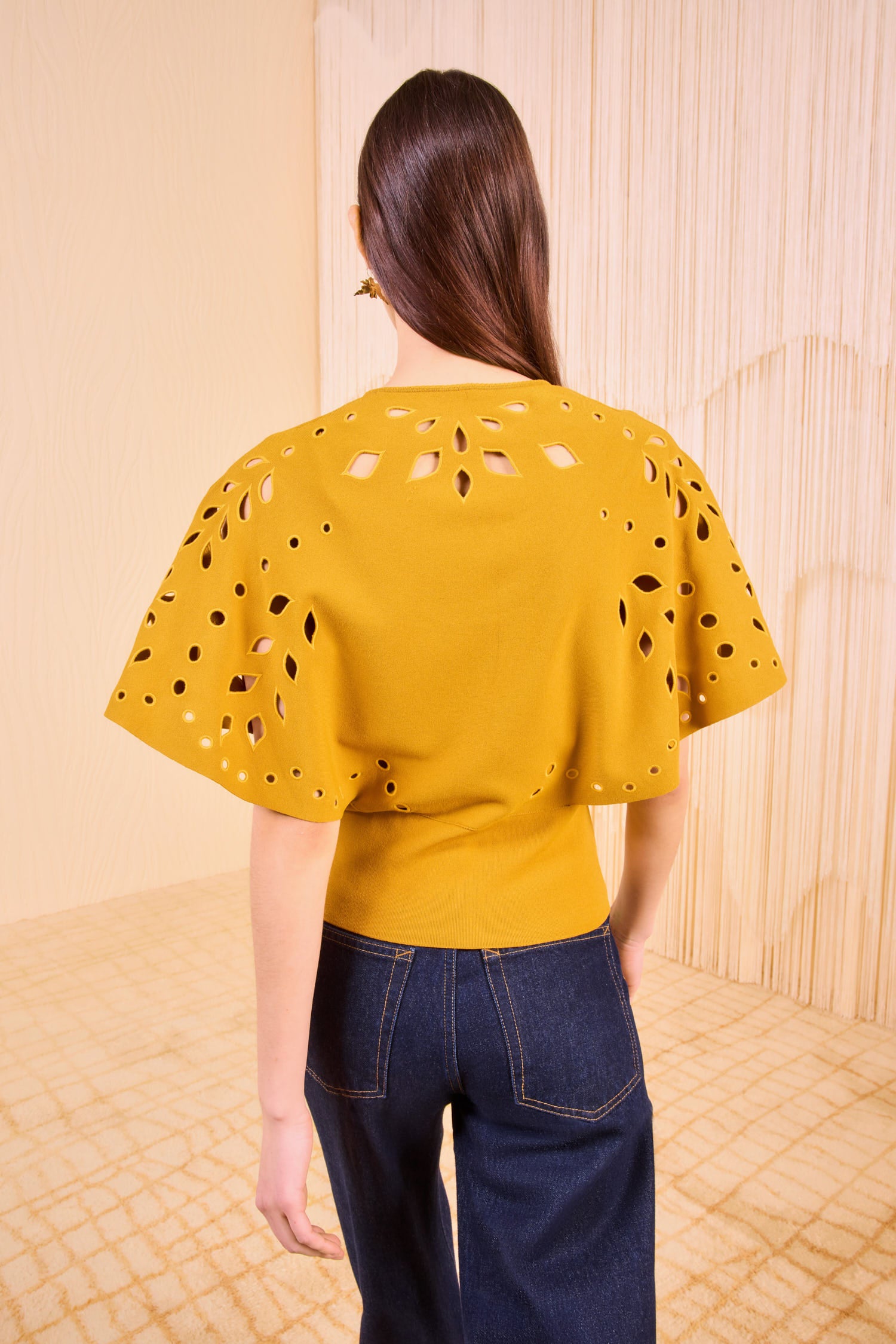 Josie Cape Sleeve Knit Top - Goldenrod
