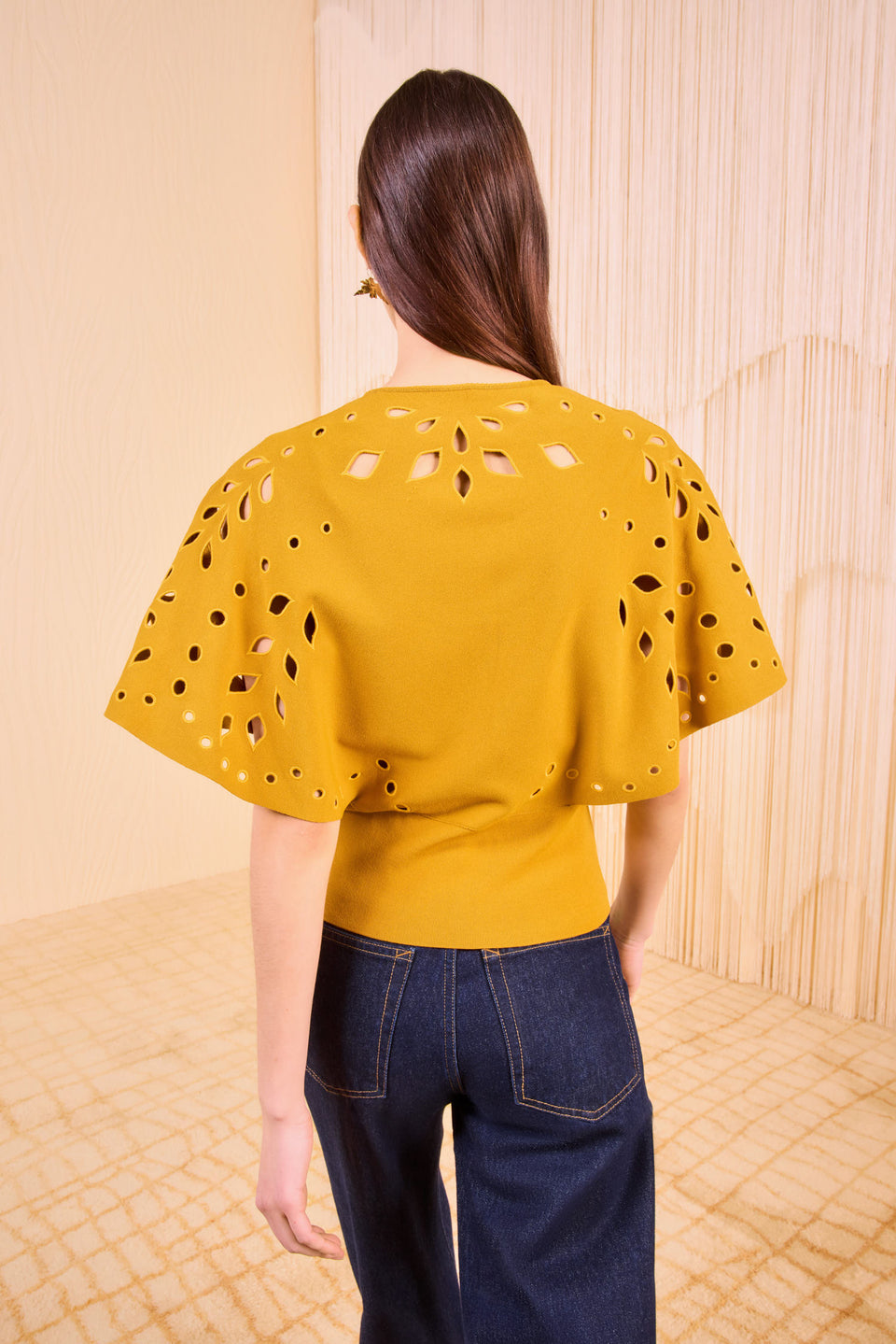 Josie Cape Sleeve Knit Top - Goldenrod
