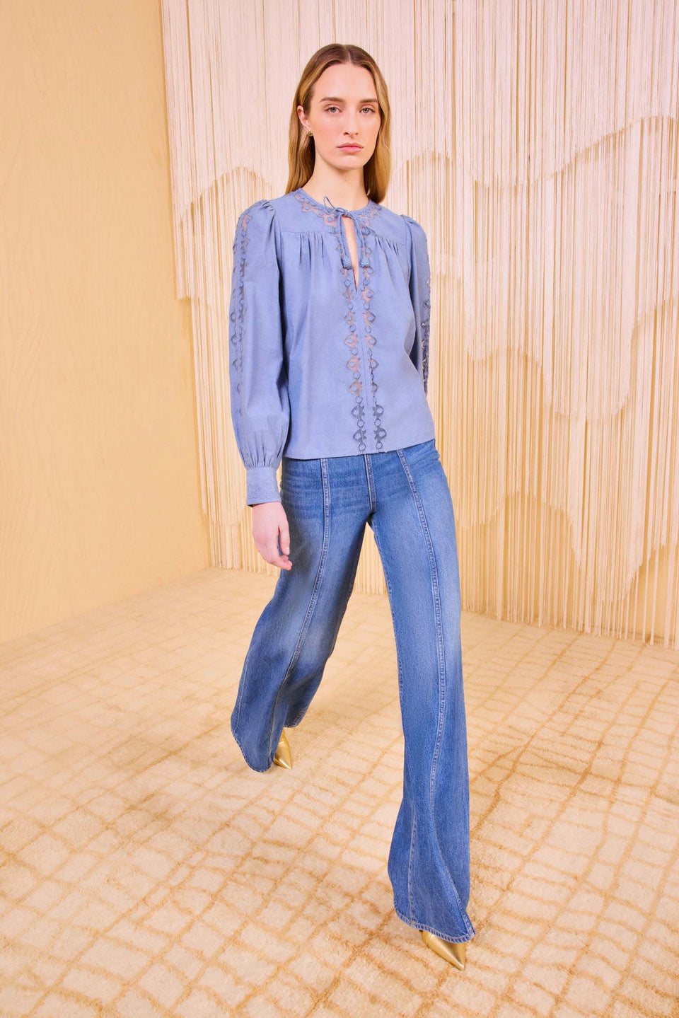 Kady Long Sleeve Blouse - Chambray