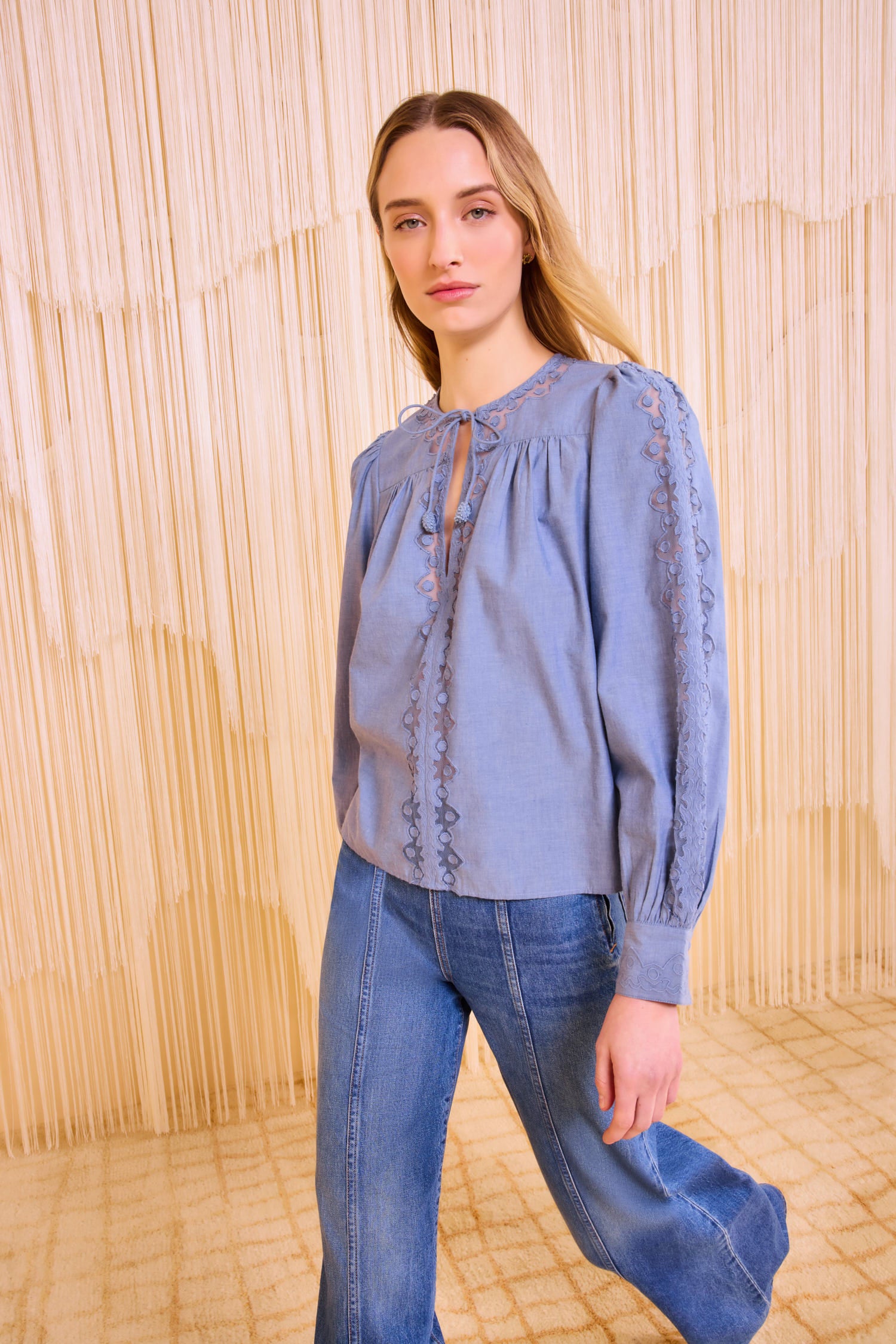 Kady Long Sleeve Blouse - Chambray