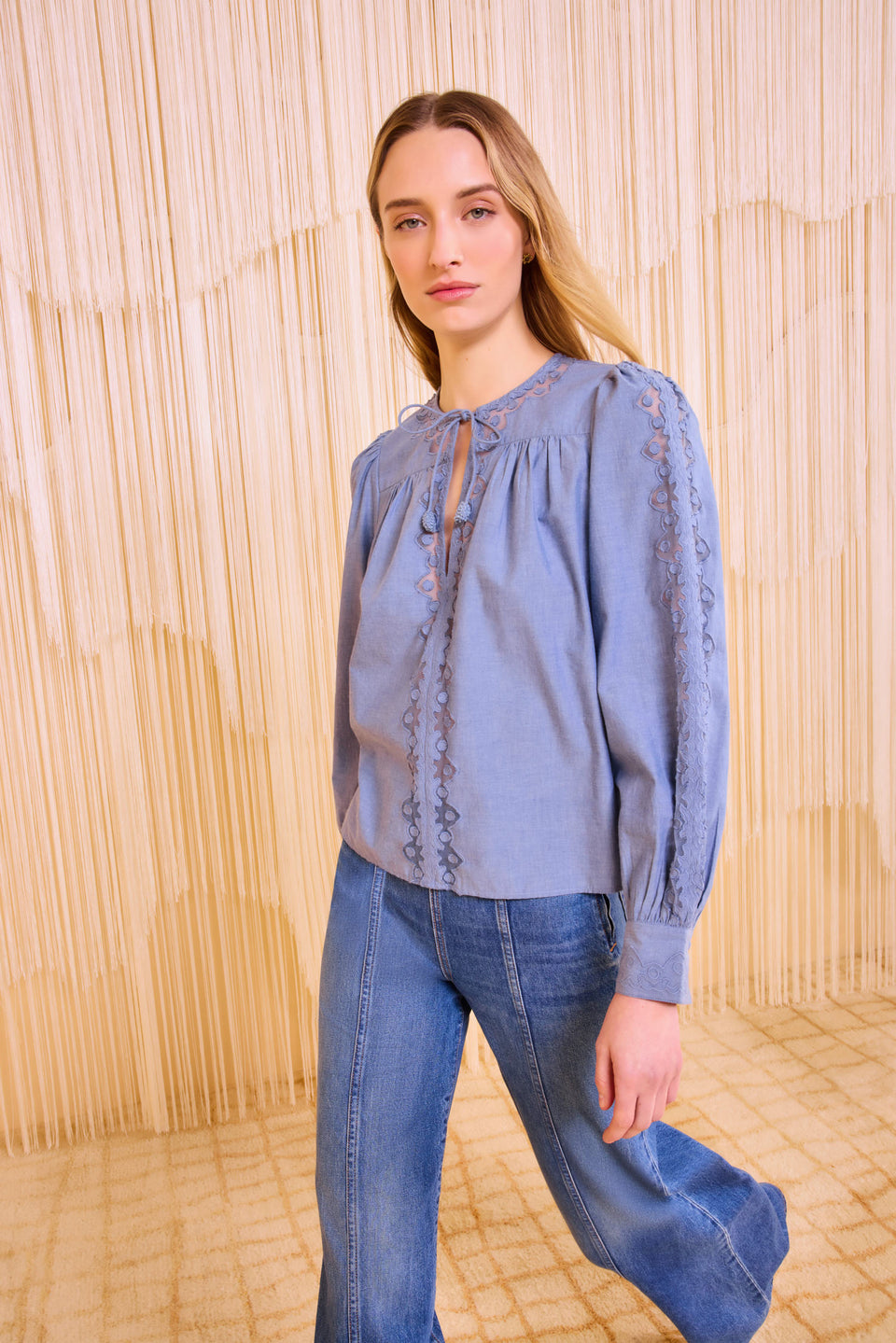 Kady Long Sleeve Blouse - Chambray