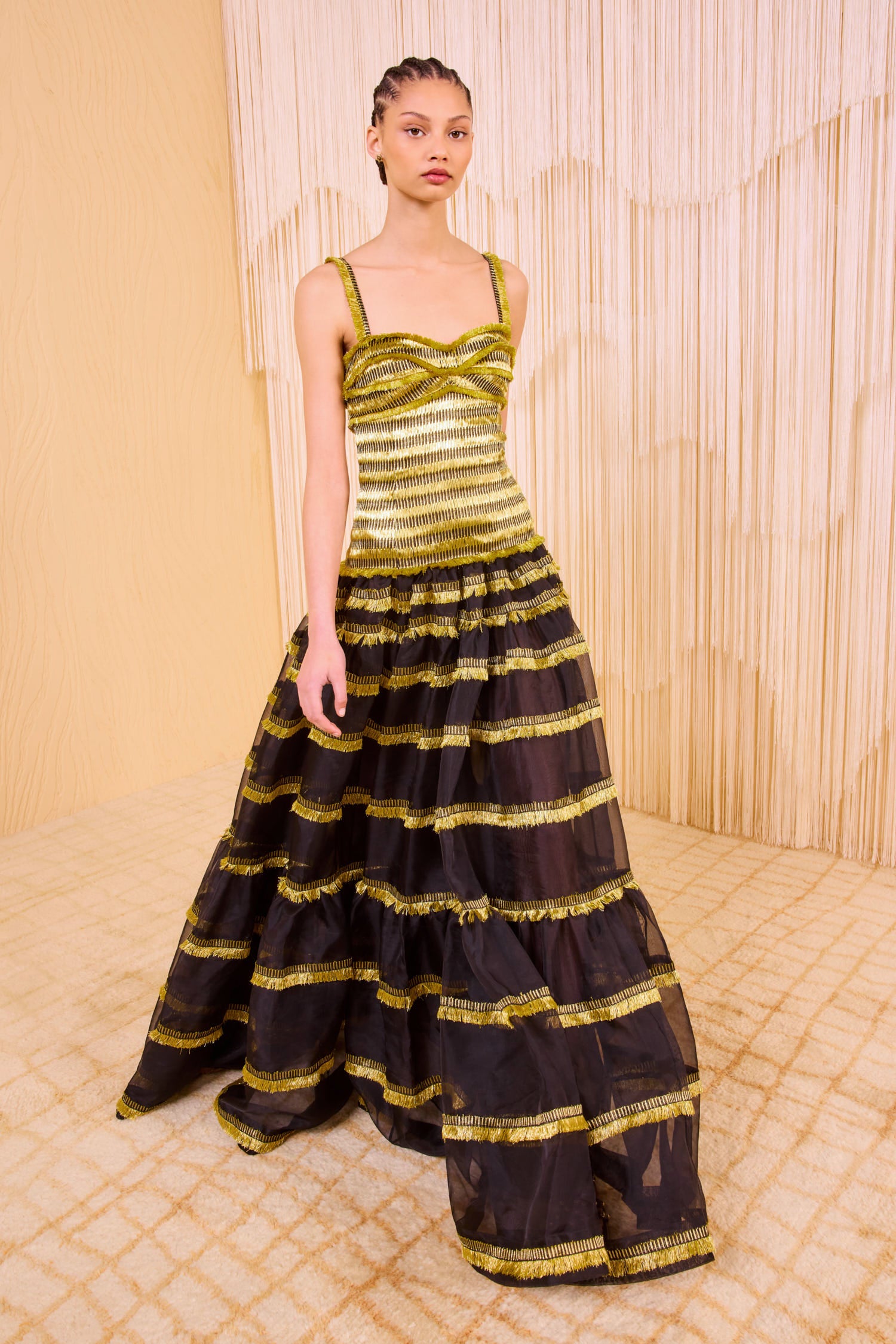 Kaleo Drop Waist Gown - Gold Spun