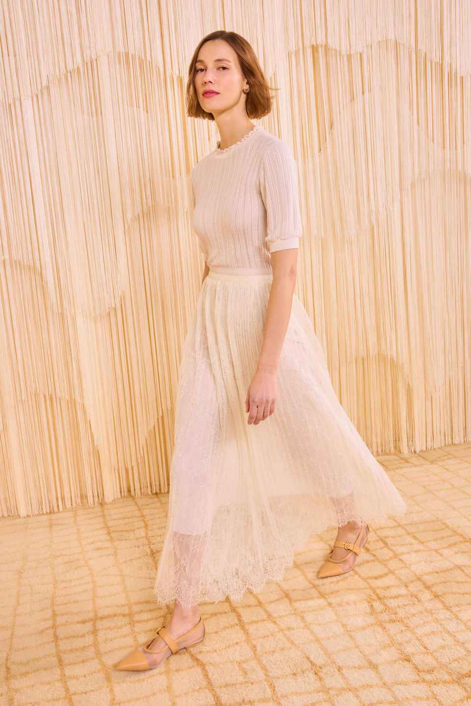 Maren Pleated Skirt - Pearl