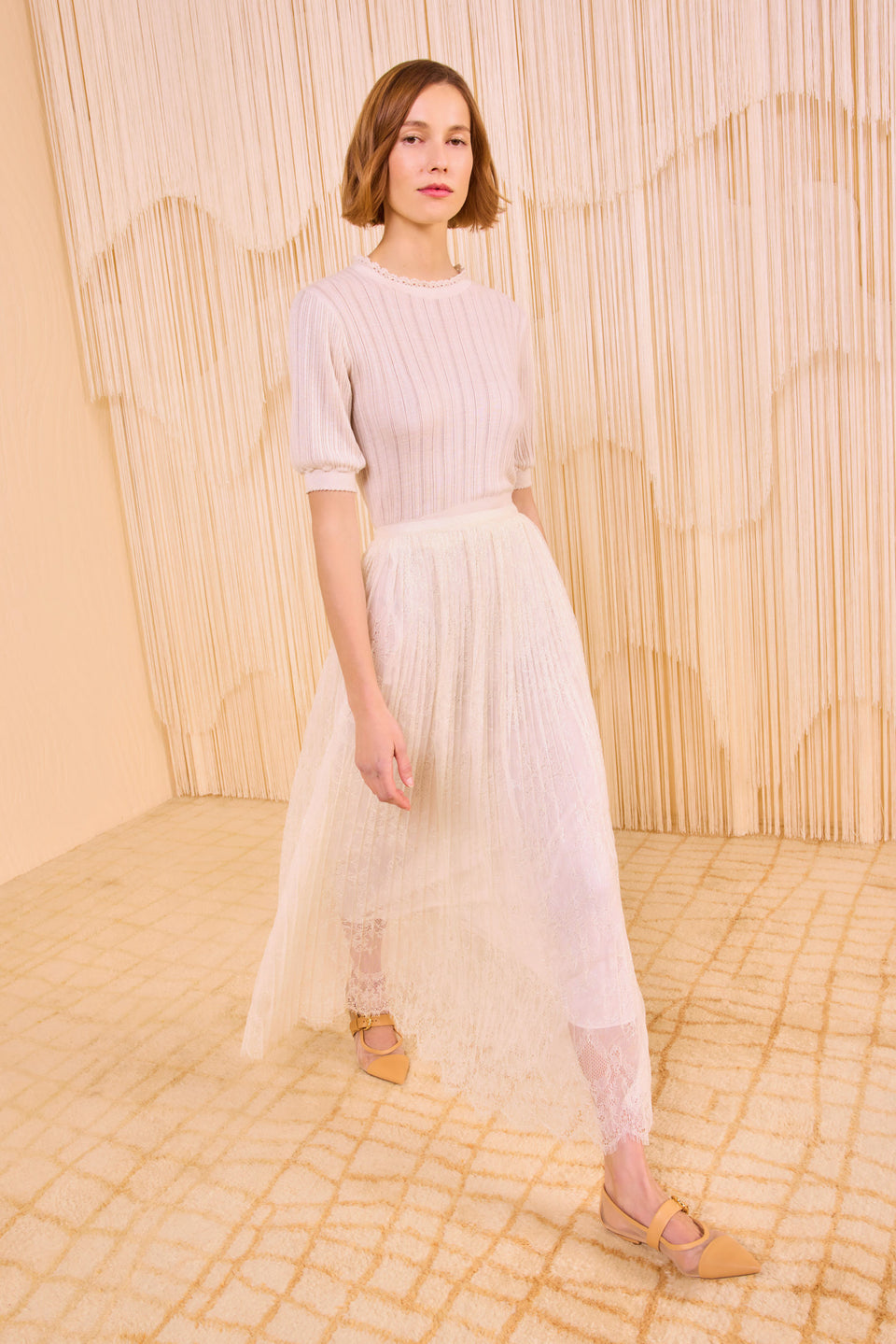 Maren Pleated Skirt - Pearl