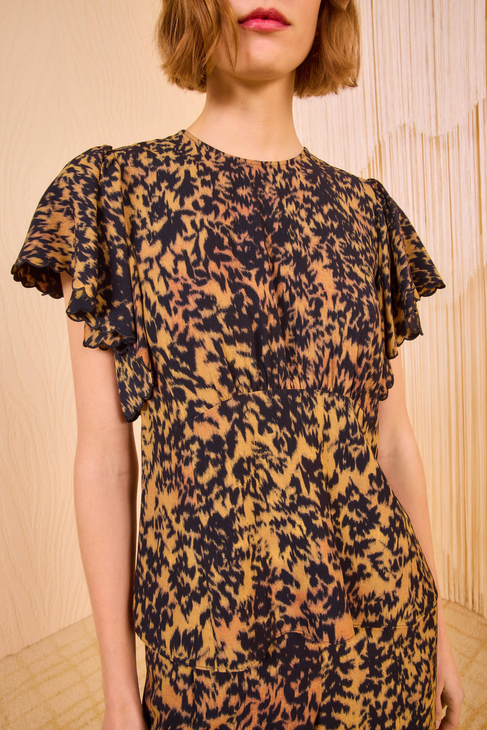 Nejma Flutter Sleeve Blouse - Savannah