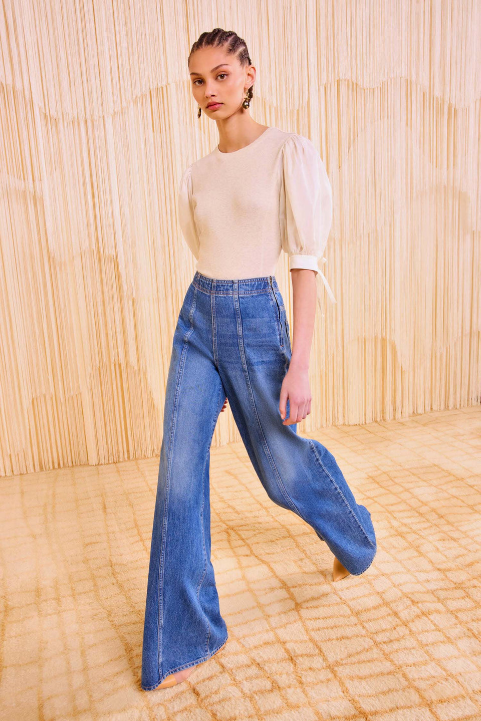 Penelope Short Sleeve Top - Ivory Melange