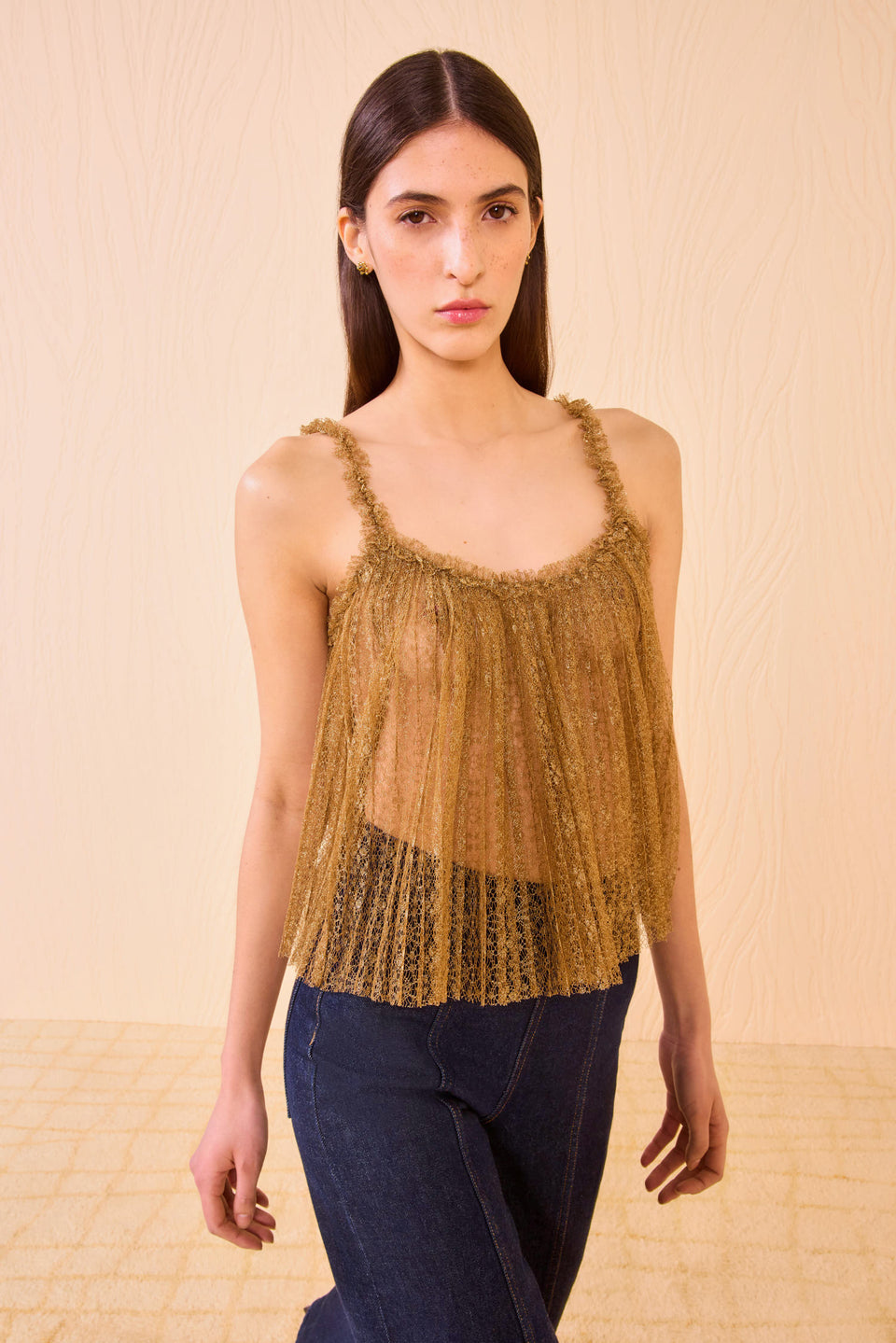 Romy Pleated Cami Top - Burnish