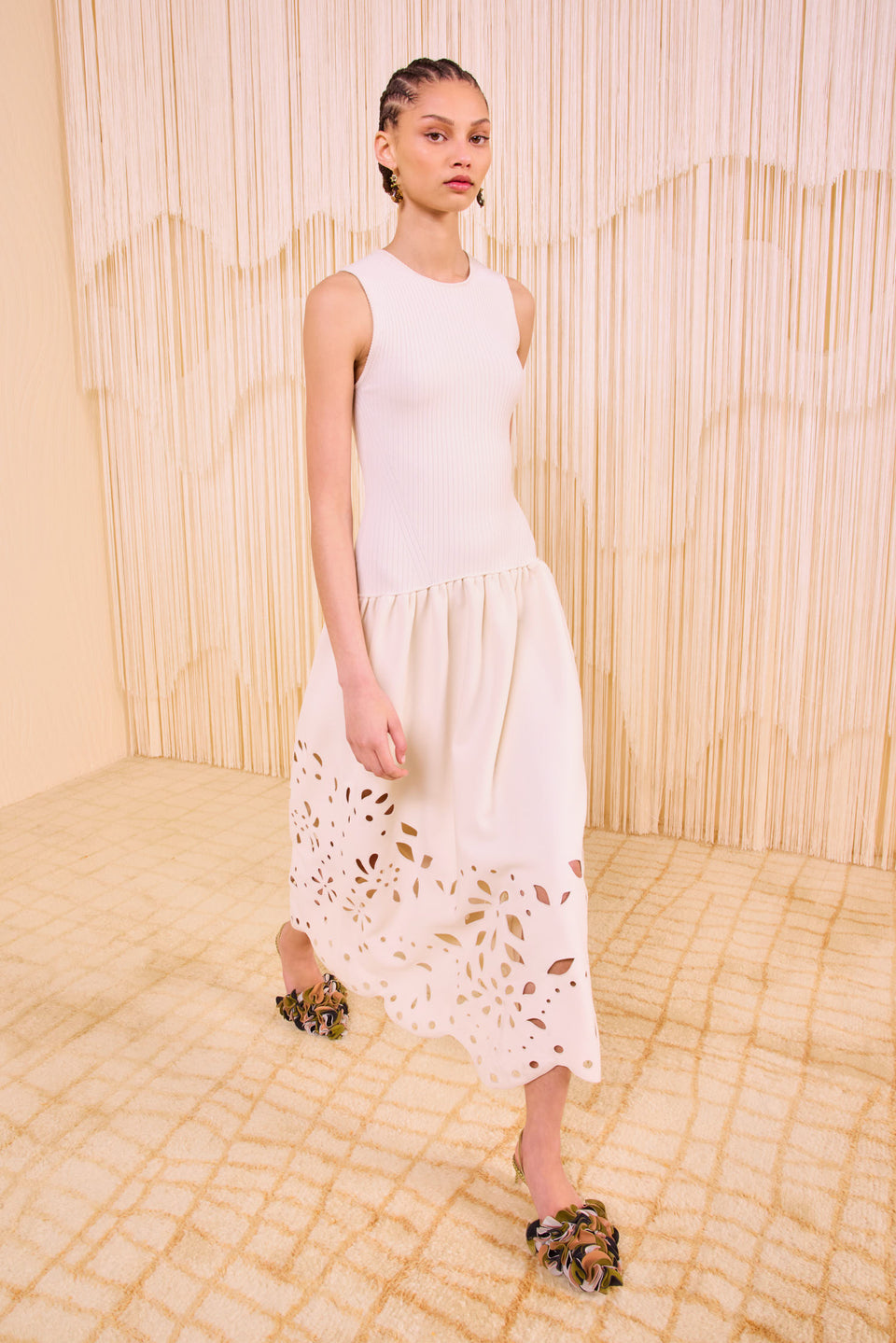 Rosaline Sleeveless Drop Waist Knit Midi - Cowrie