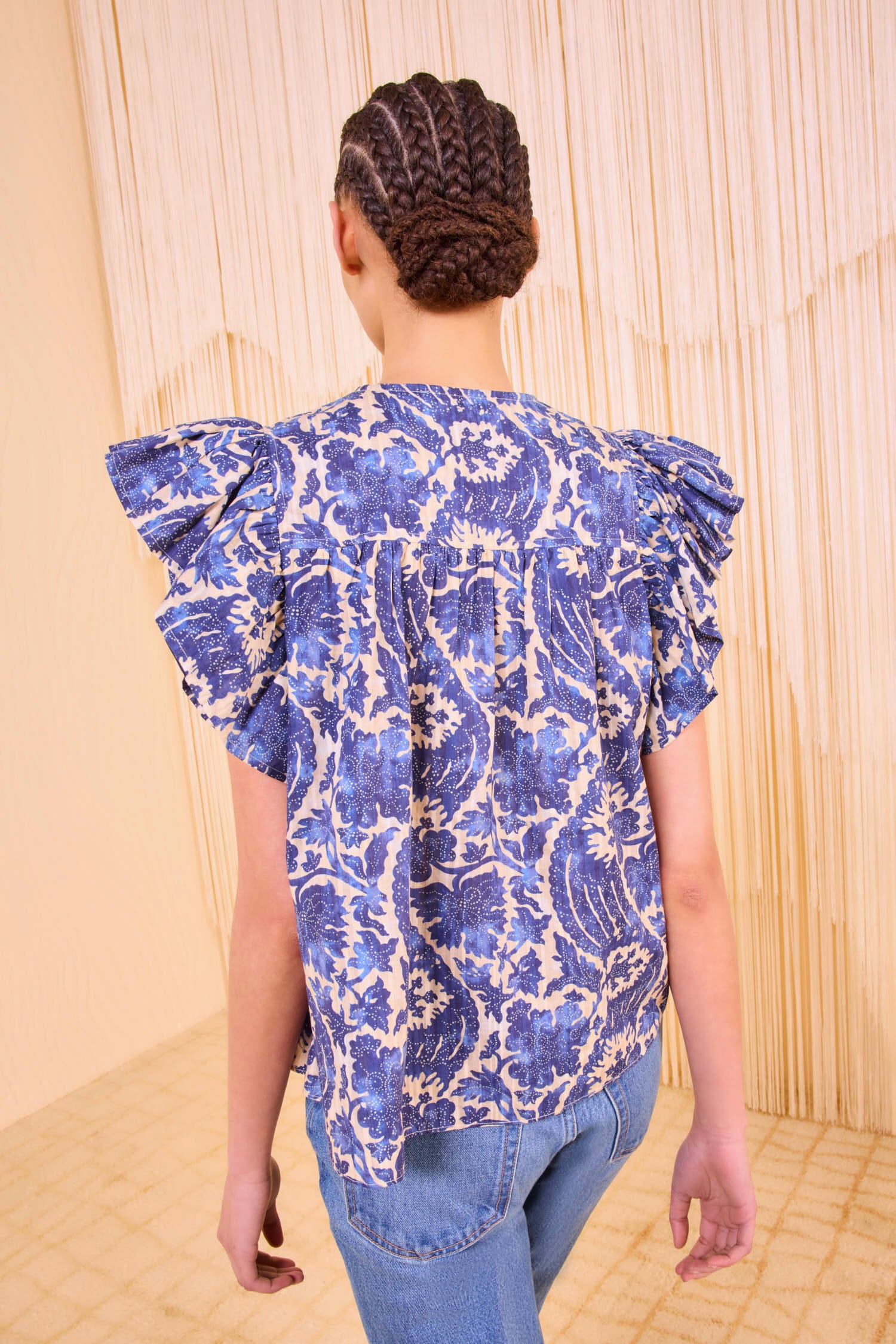 Ulla Johnson Sienna Flutter Sleeve Top - Ocean