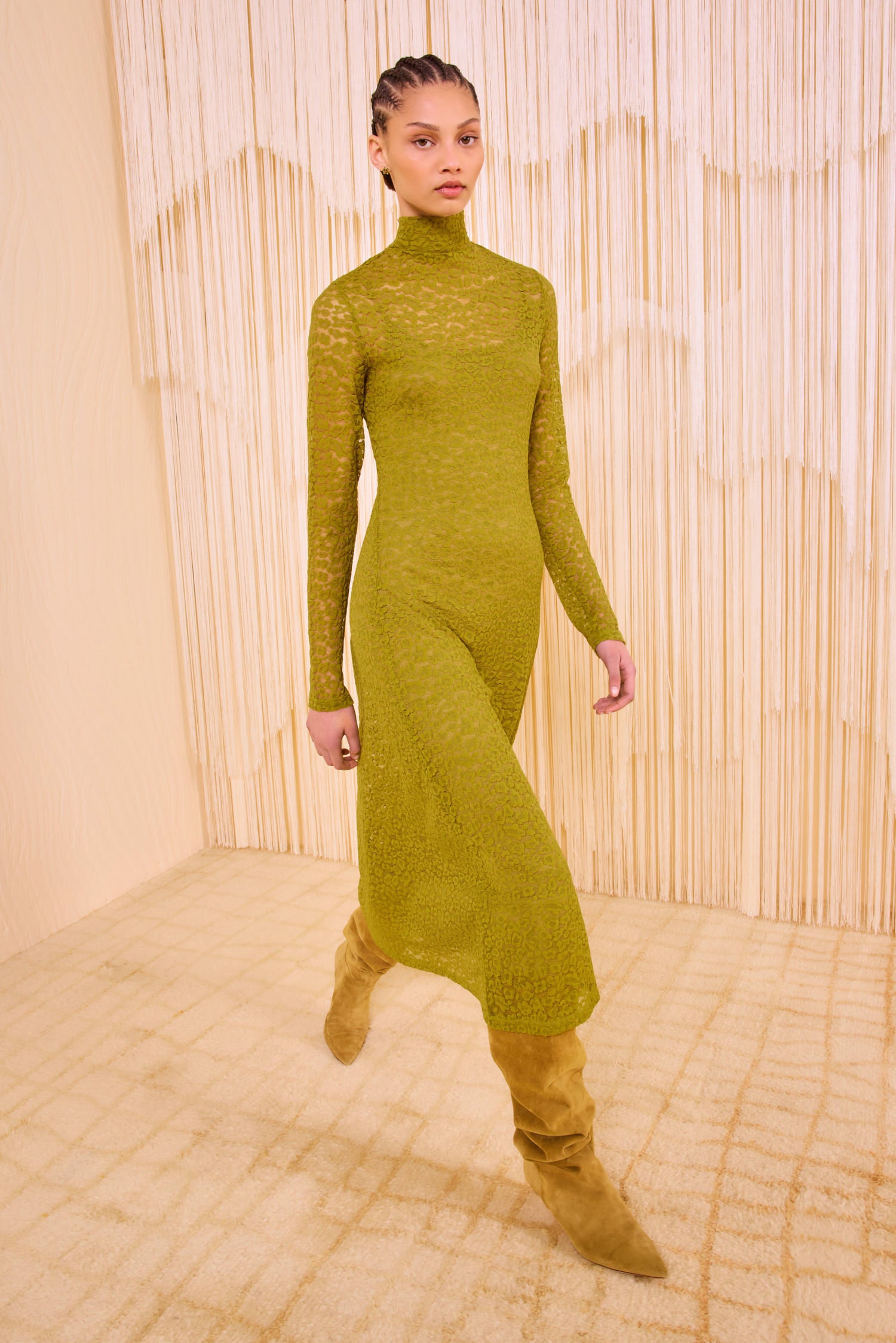 Ulla Johnson Talia Long Sleeve Turtleneck Dress - Argan