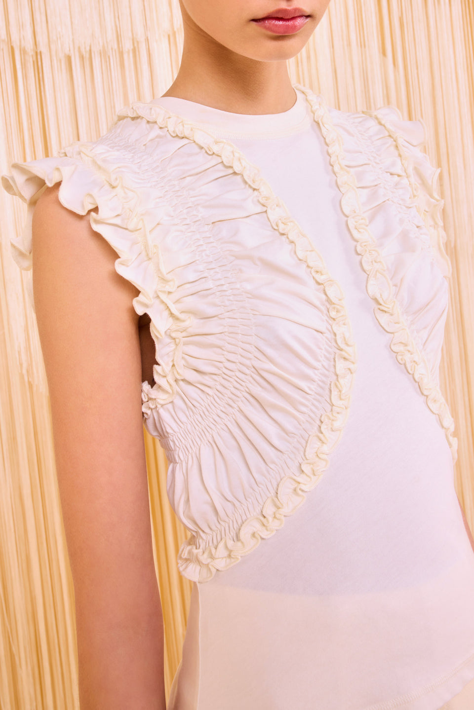 Val Sleeveless Ruffled Top - Pristine