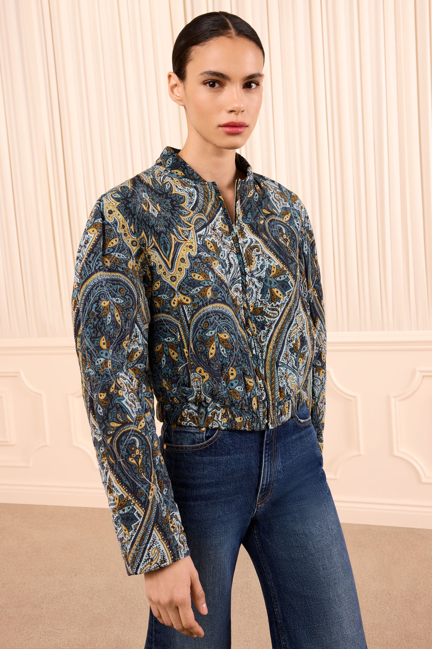 Yara Silk Jacket Prussian