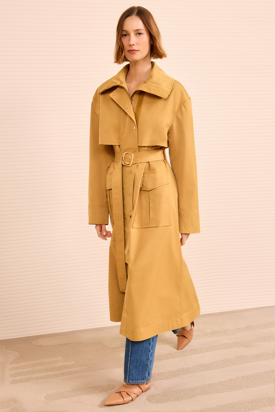 Adara Hooded Trench Coat - Almond
