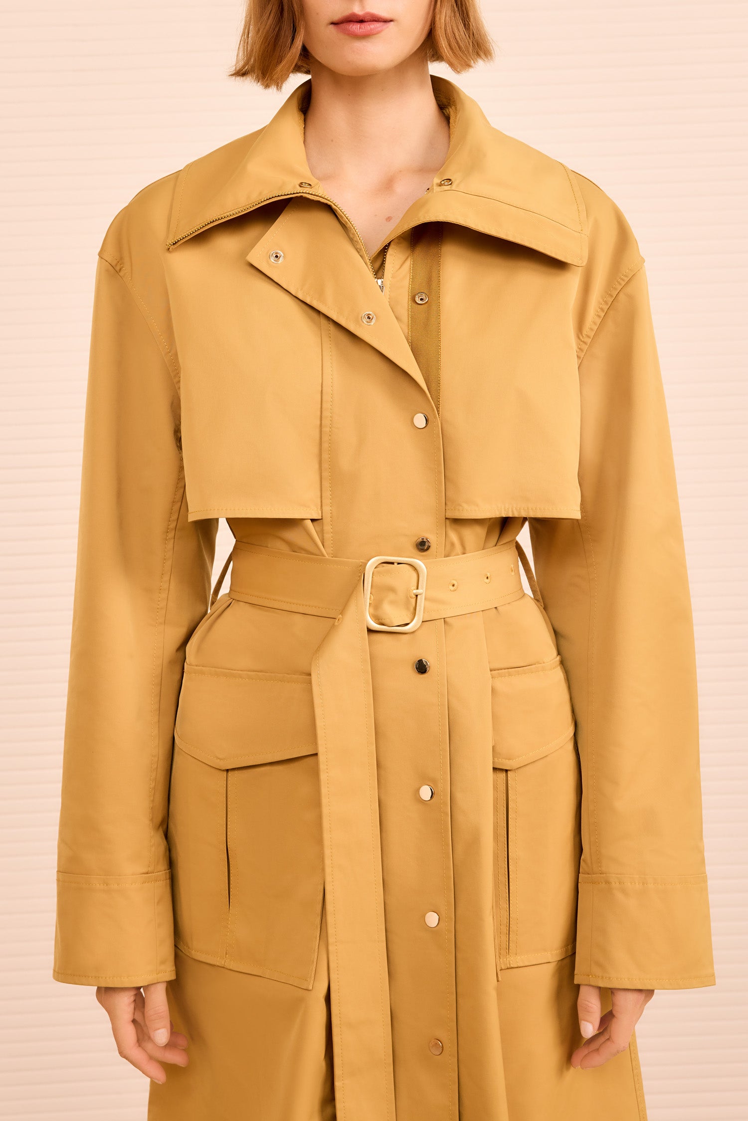 Adara Hooded Trench Coat - Almond