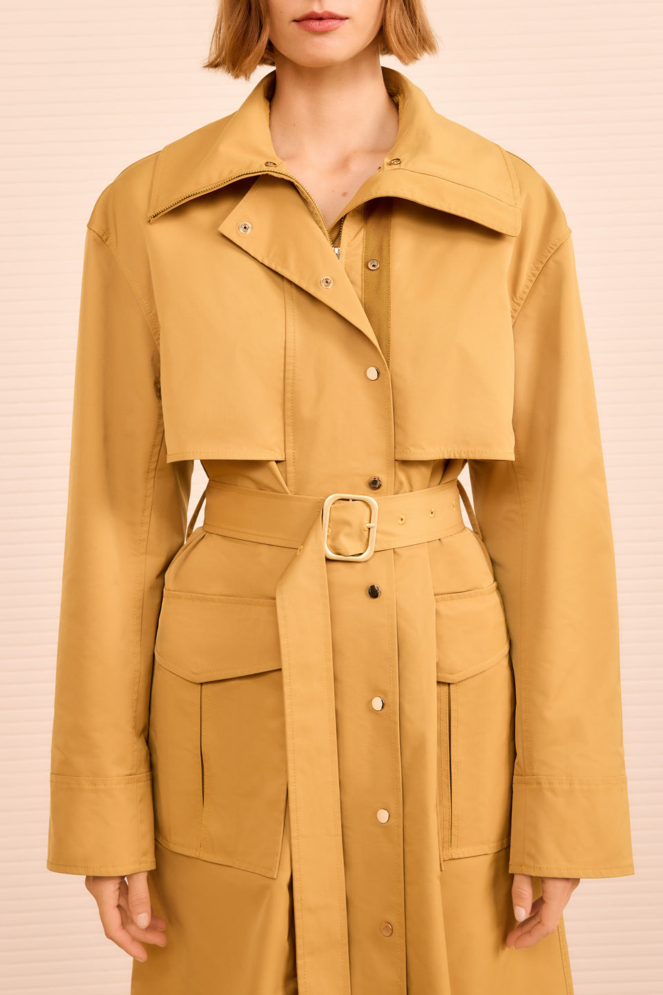 Adara Hooded Trench Coat - Almond