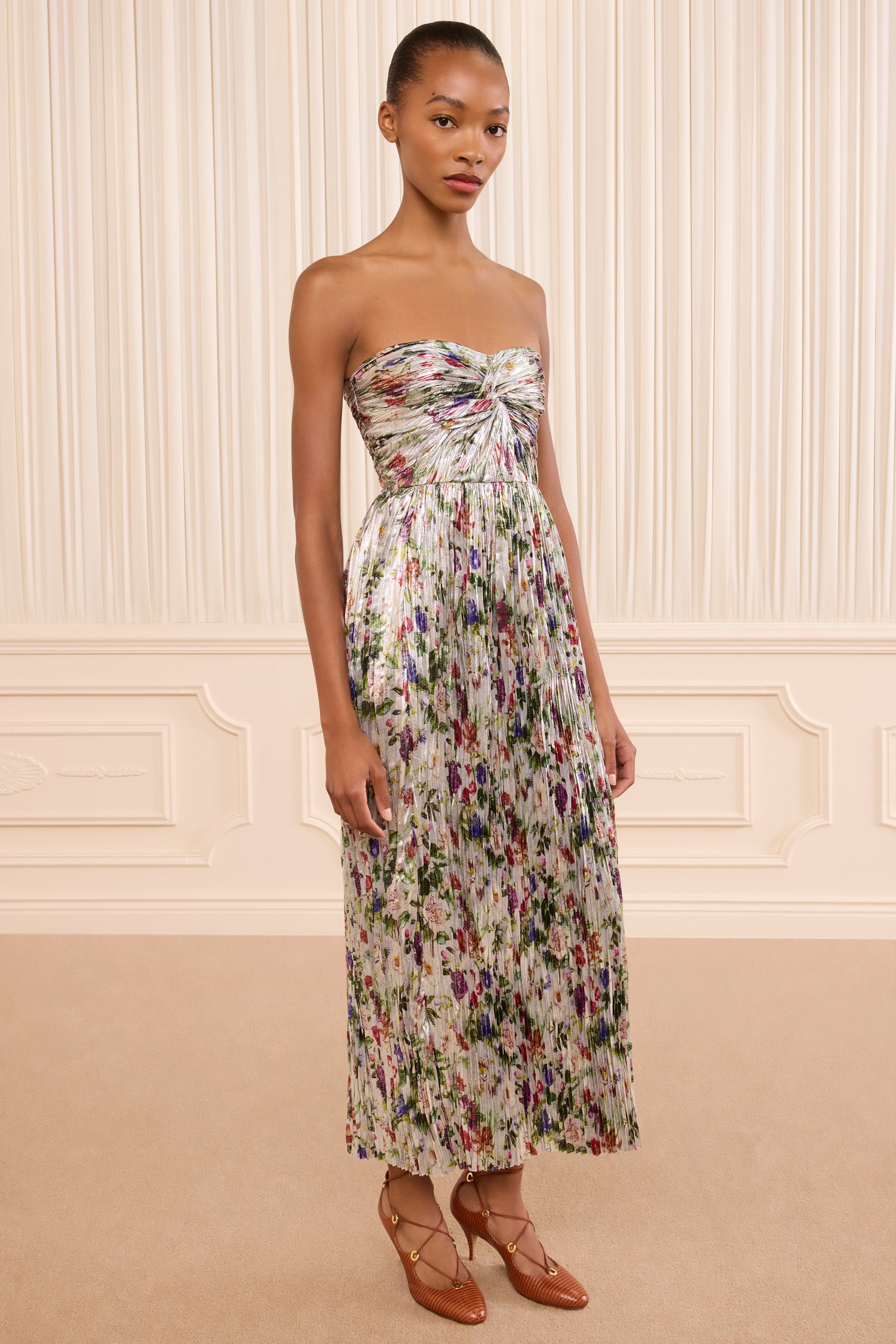 Ulla Johnson Adelaide Strapless Pleated Dress - Sterling Floral