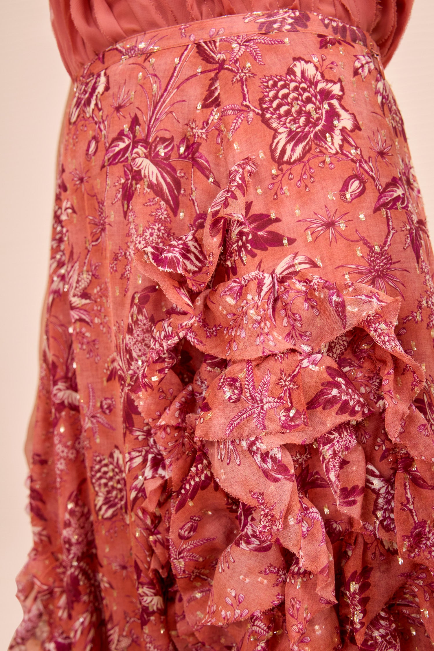 Adele Cascading Ruffle Skirt - Oleander