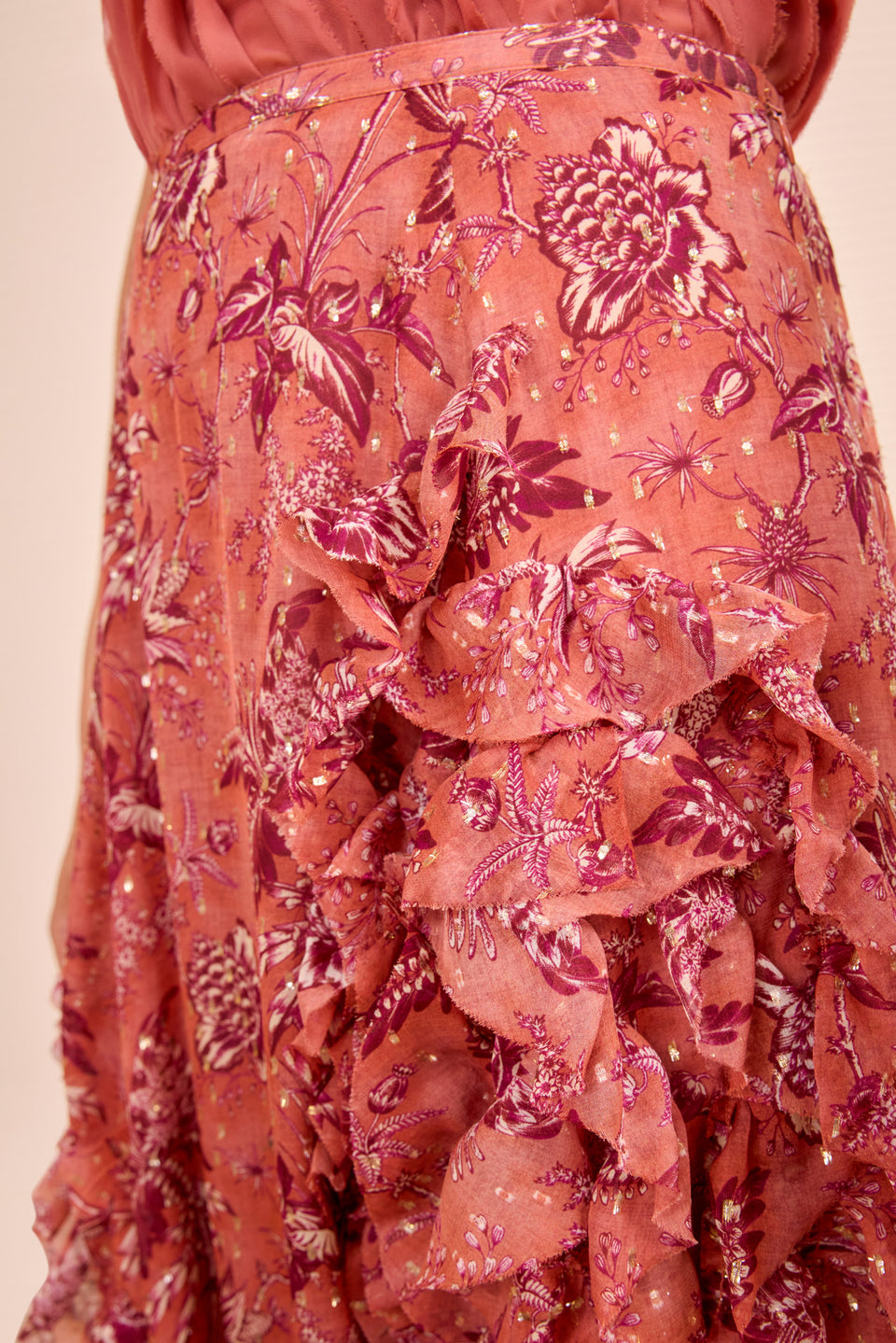 Adele Cascading Ruffle Skirt - Oleander