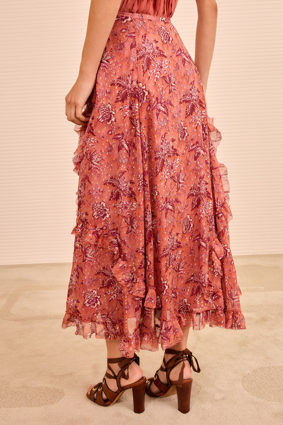 Adele Cascading Ruffle Skirt - Oleander