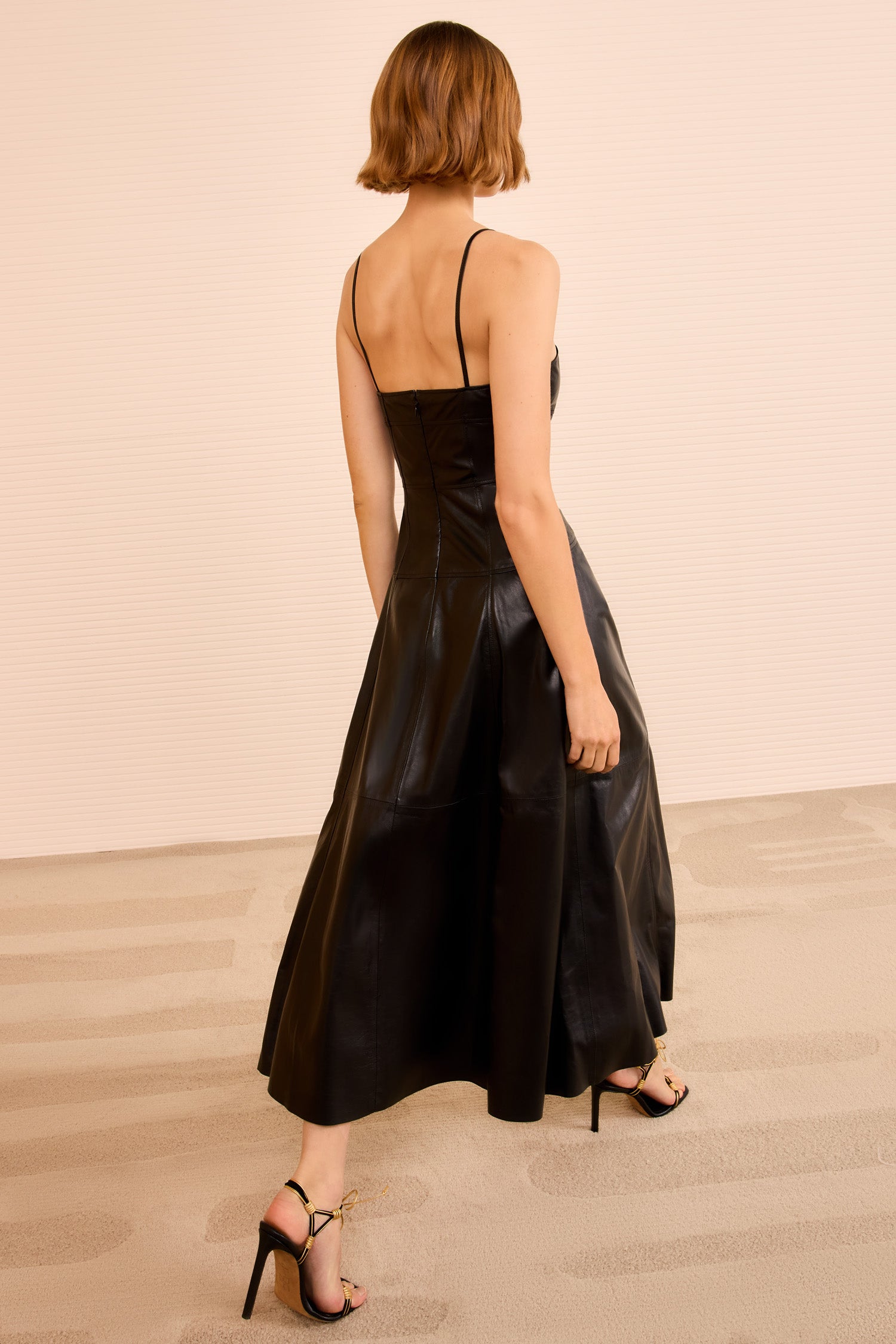 Adelina Midi Leather Dress - Noir